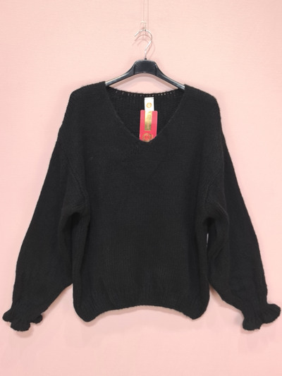 Grossiste New Sunshine - Pull oversize col V manches longues Grossiste New Sunshine - Pull oversize col V manches longues