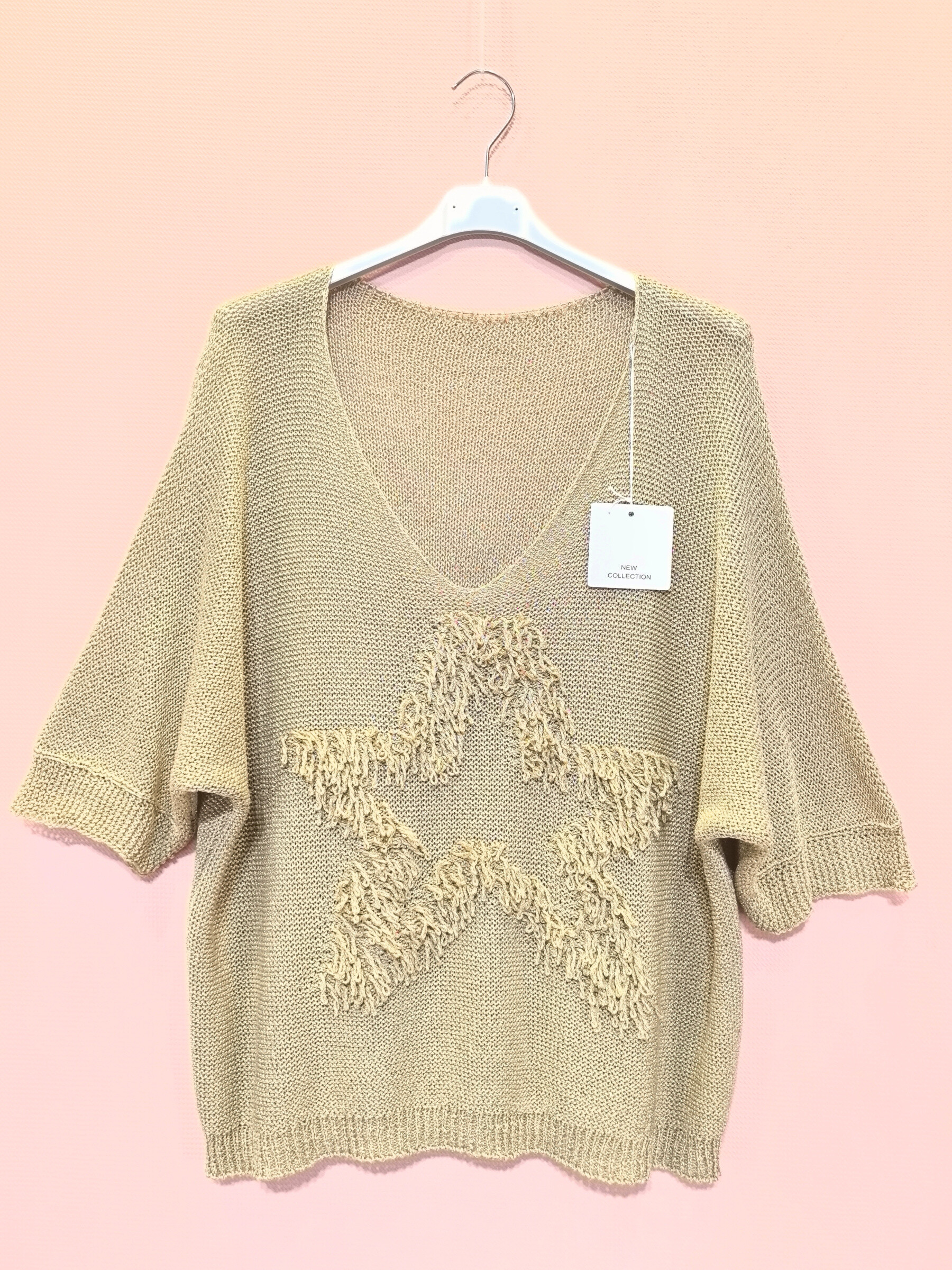Grossiste New Sunshine - Pull brillant manches courtes