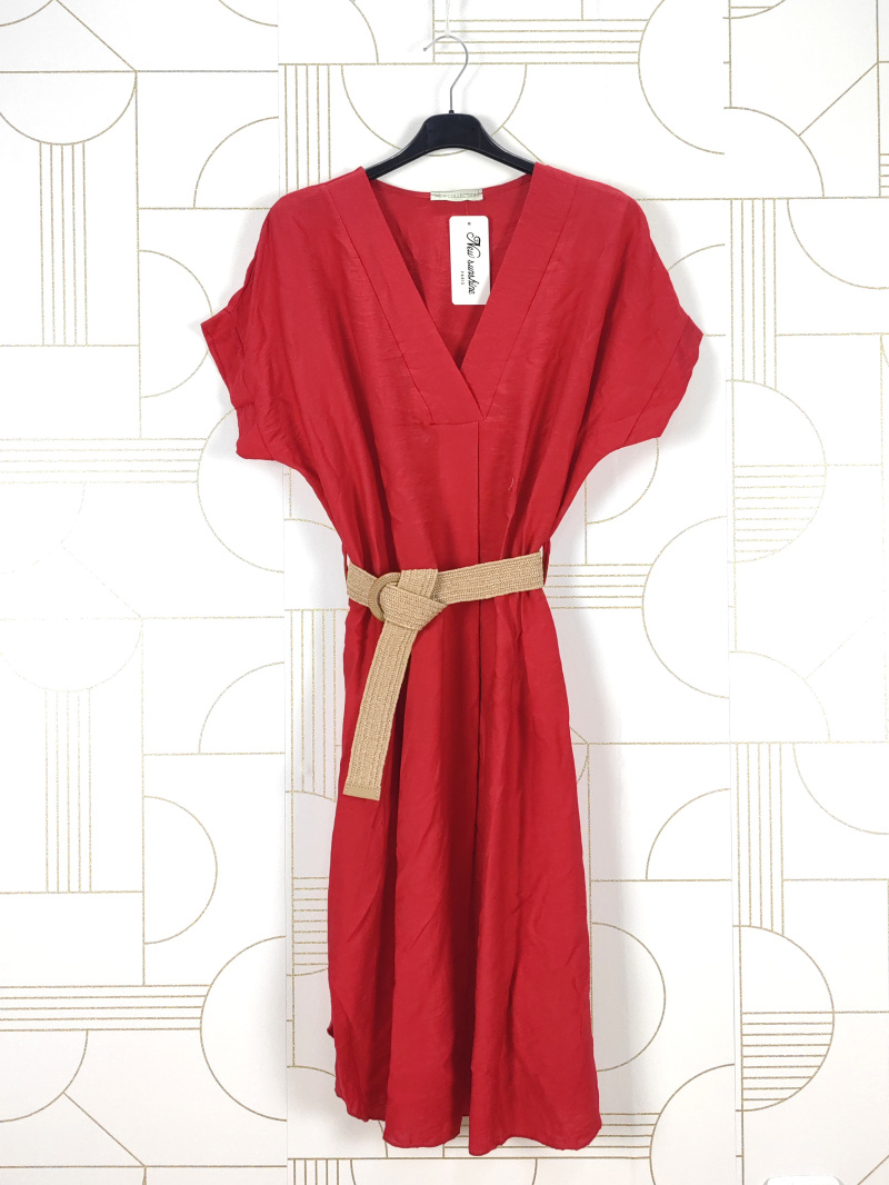 Grossiste New Sunshine - Robe  col v avec ceinture