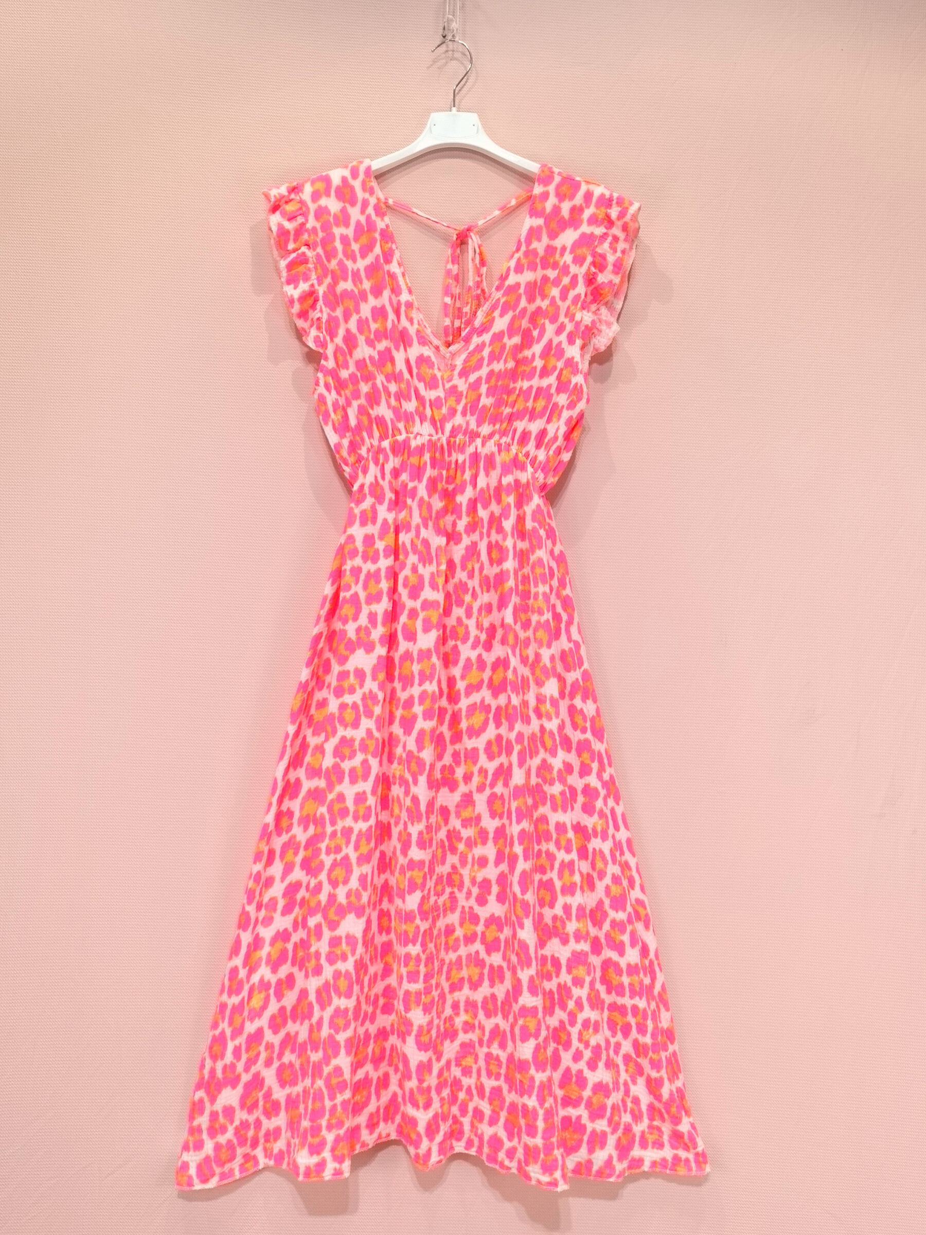 Mayorista New Sunshine - Vestido largo de gasel de algodón impreso V -necdo