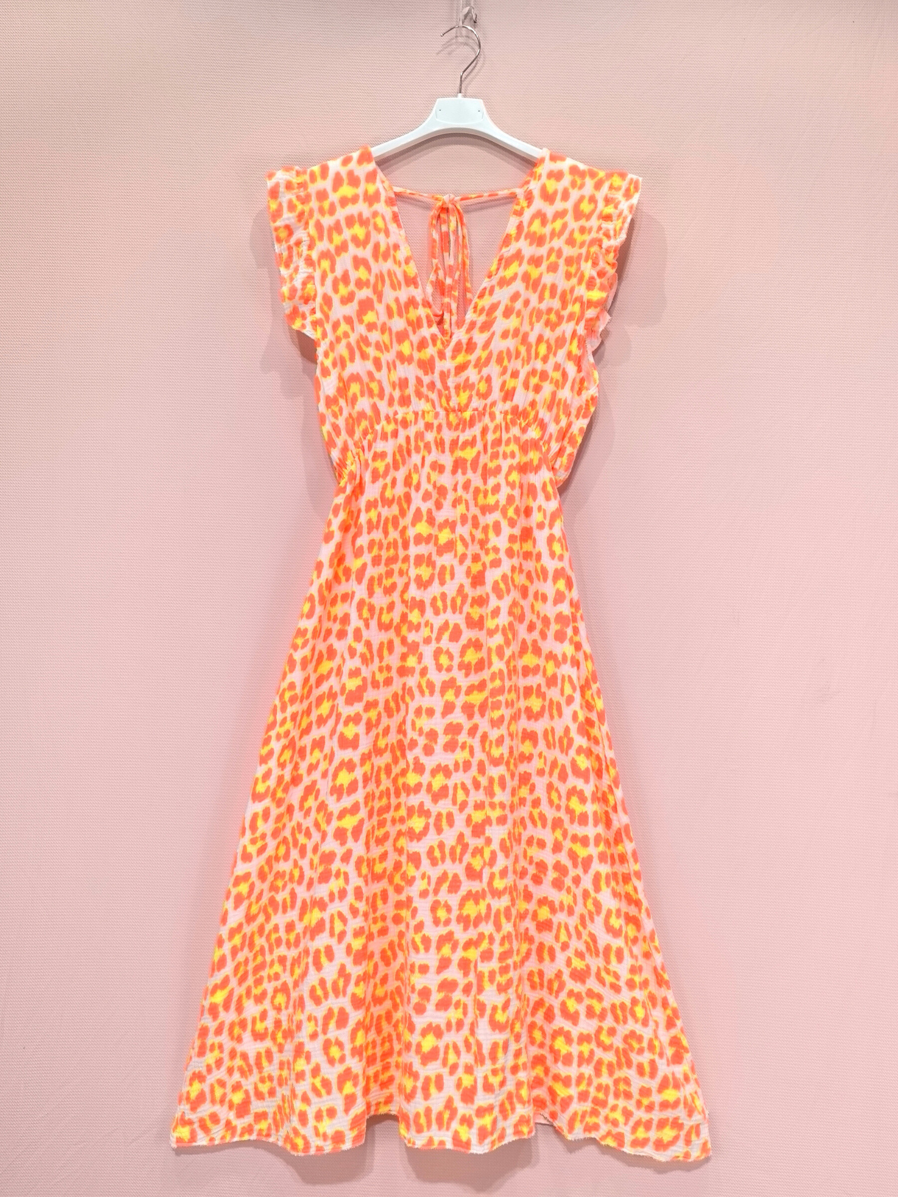 Mayorista New Sunshine - Vestido largo de gasel de algodón impreso V -necdo