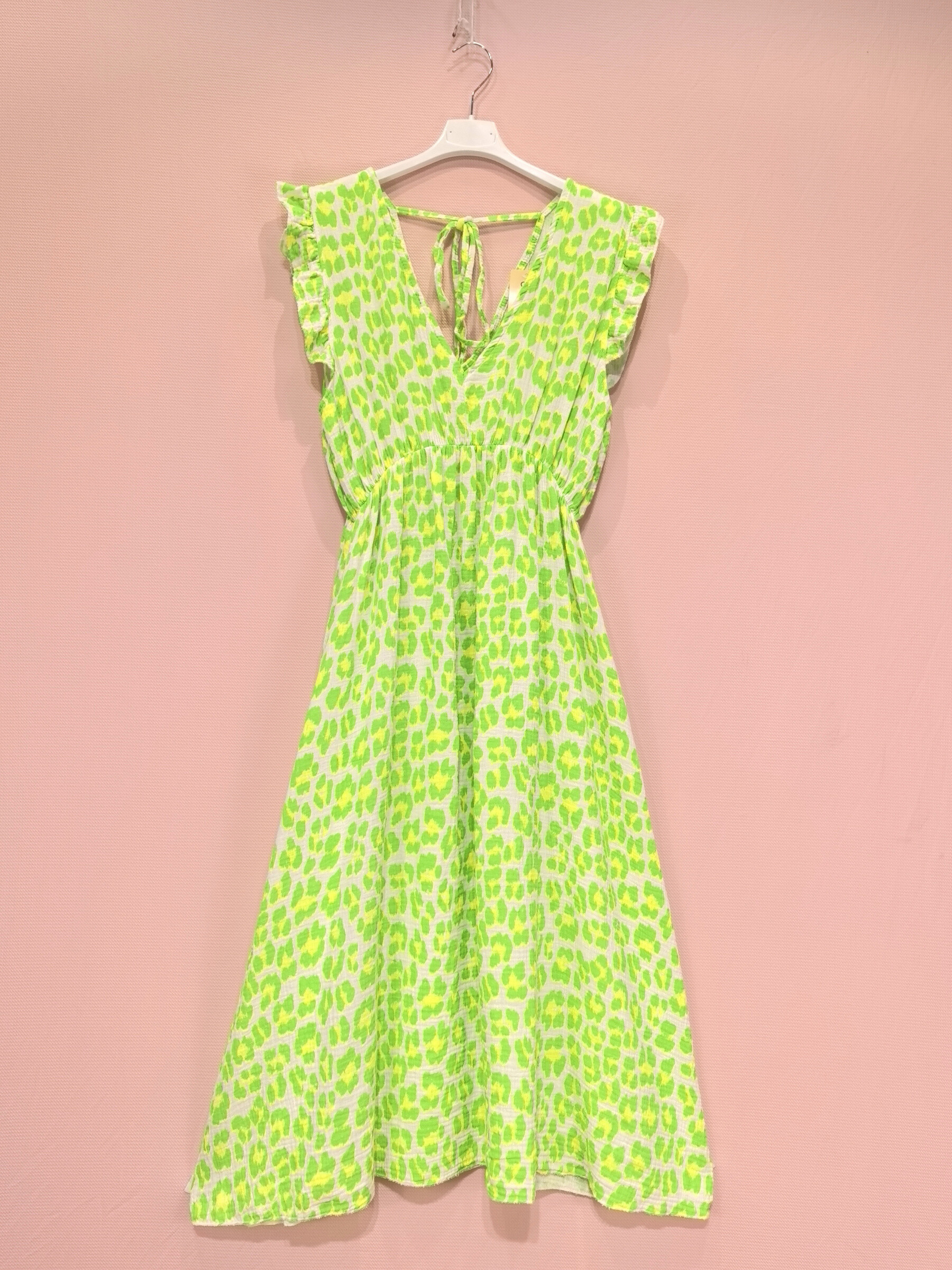 Mayorista New Sunshine - Vestido largo de gasel de algodón impreso V -necdo