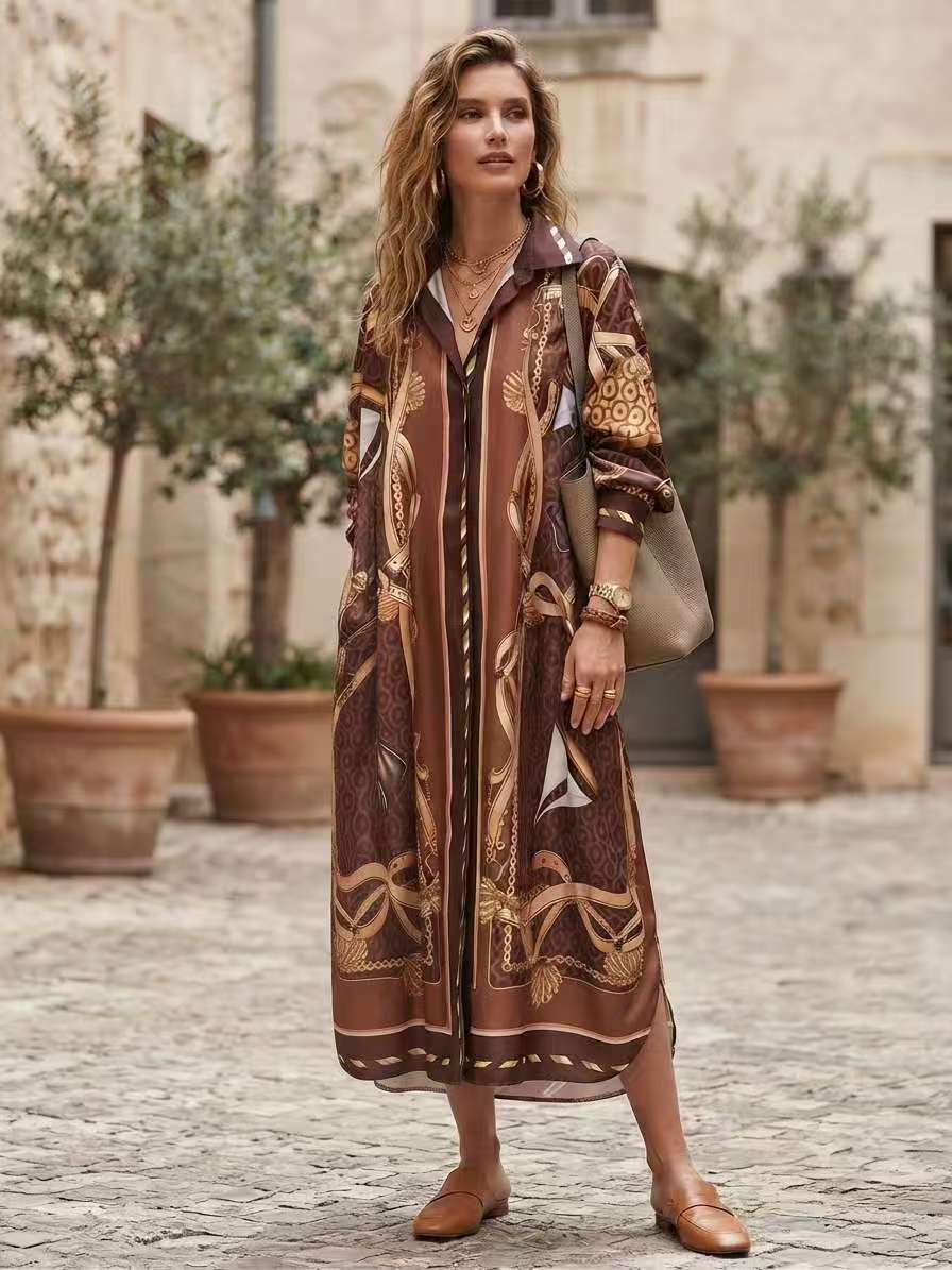 Grossiste New Sunshine - Robe-chemise longue imprimée
