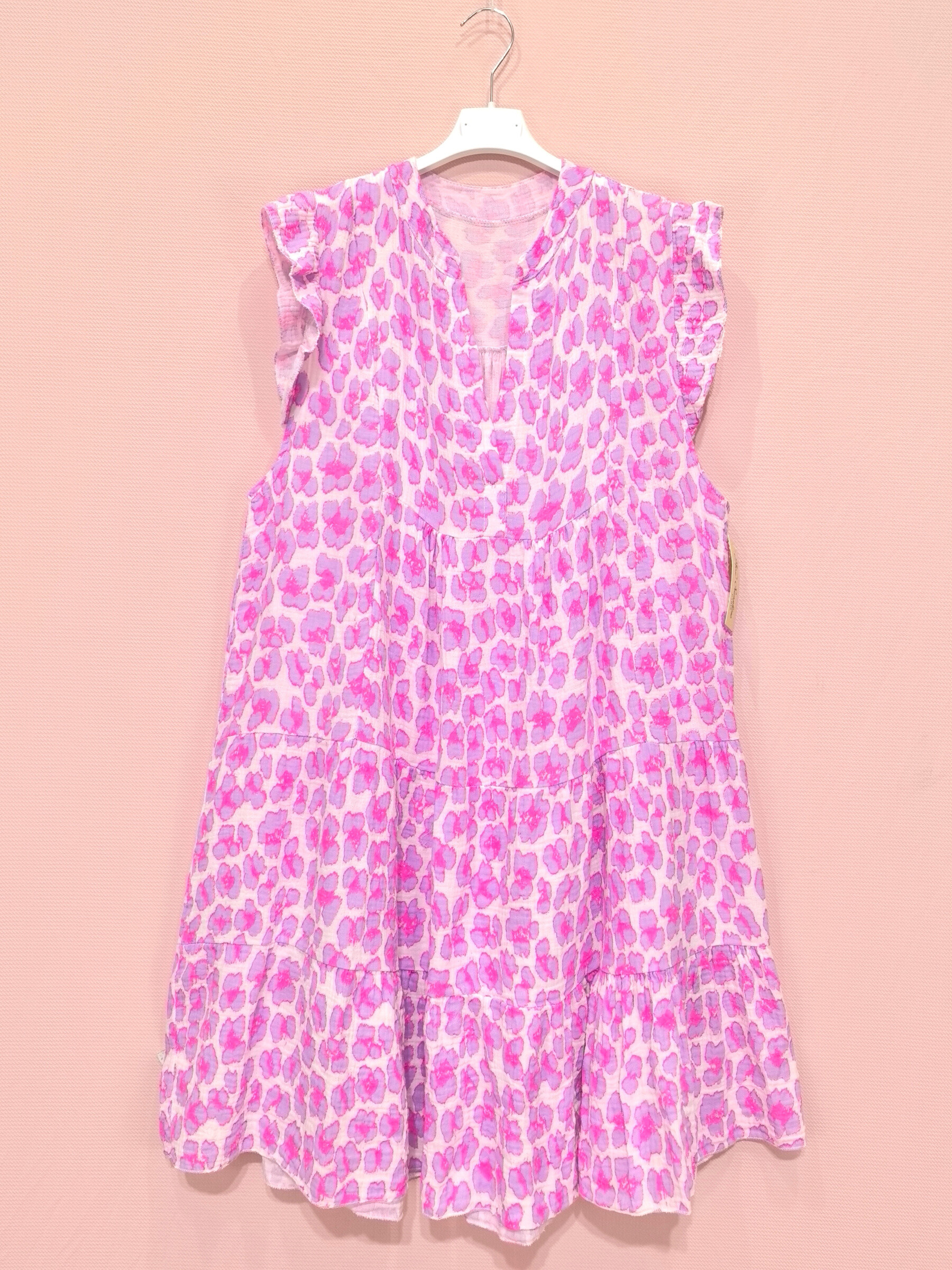 Großhändler New Sunshine - Flush Gaze -Kleid mit Leopardenbaumwolldruck