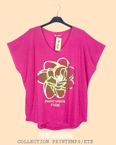 Grossiste New Sunshine - T-shirt col v à manches chauve-souris Grossiste New Sunshine - T-shirt col v à manches chauve-souris