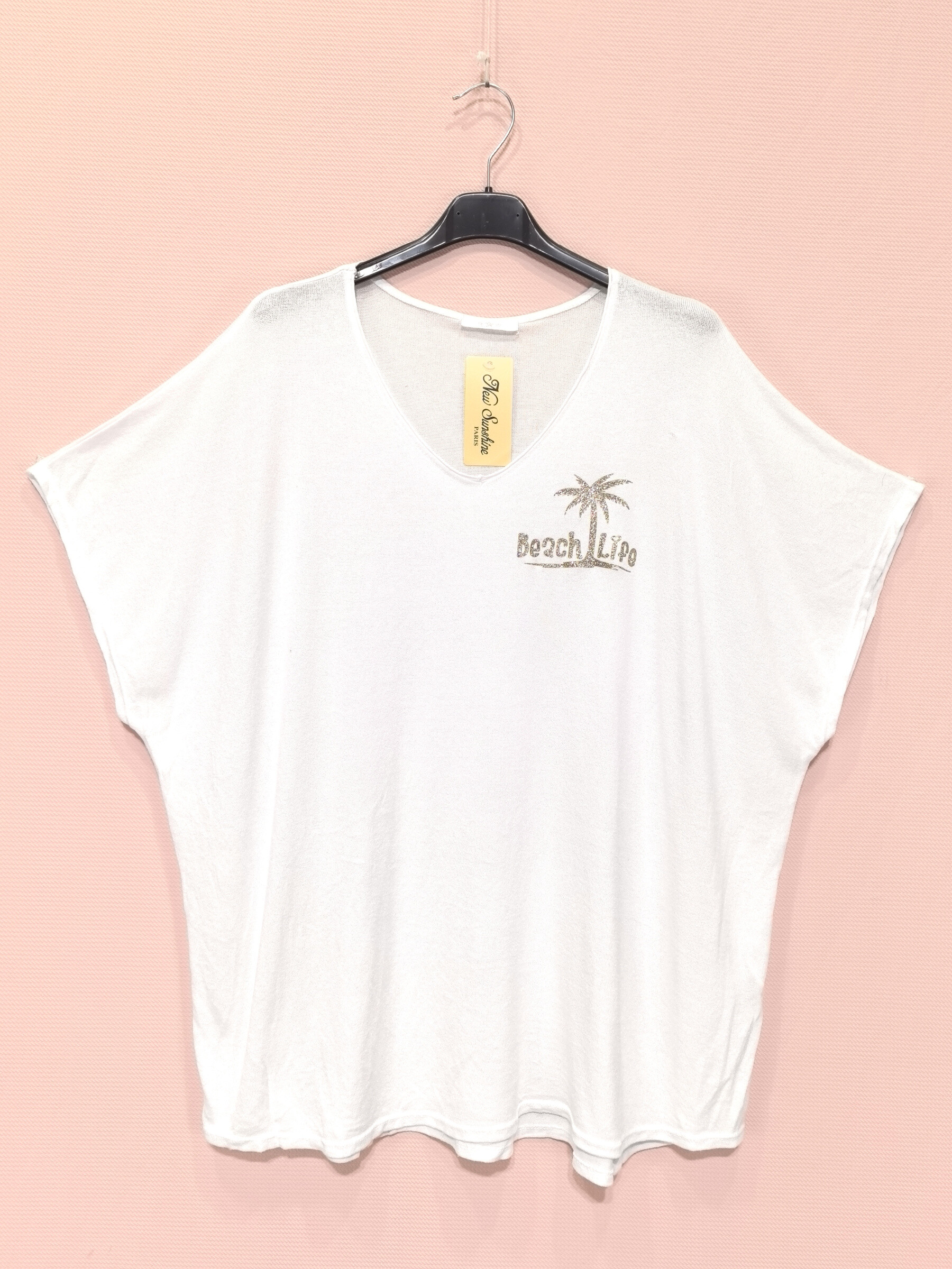 Grossiste New Sunshine - T-shirt col v oversize