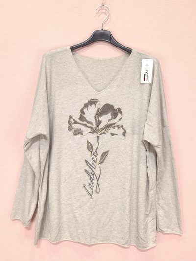 Grossiste New Sunshine - T-shirt à manches longues avec motif fleuri strassé Grossiste New Sunshine - T-shirt à manches longues avec motif fleuri strassé