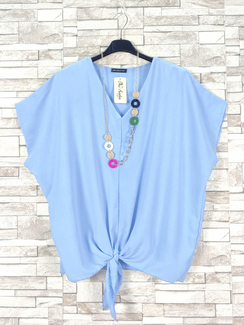 Grossiste New Sunshine - Top oversize col v et manches courtes