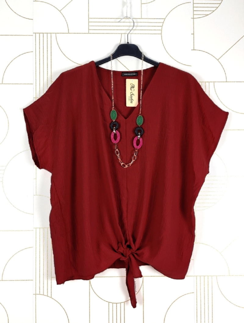 Mayorista New Sunshine - Top oversize con cuello de pico y manga corta