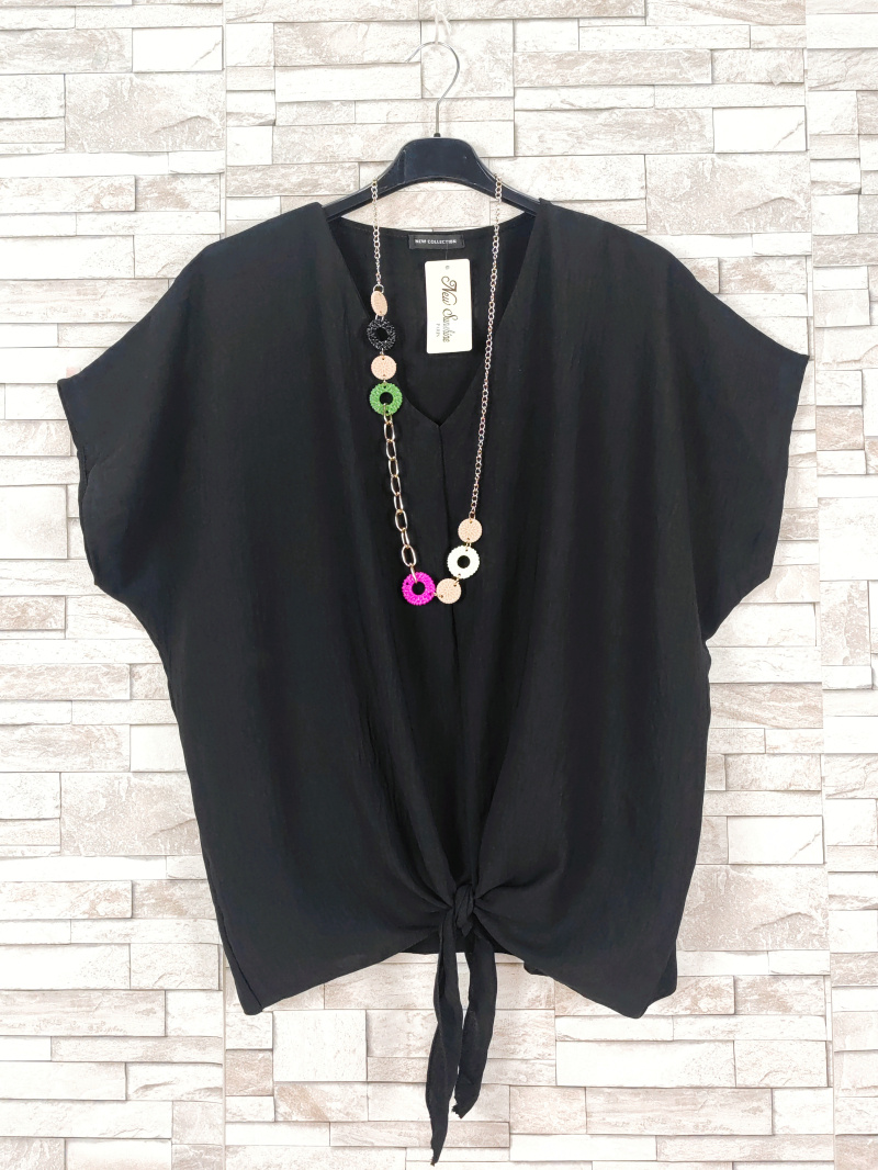 Grossiste New Sunshine - Top oversize col v et manches courtes