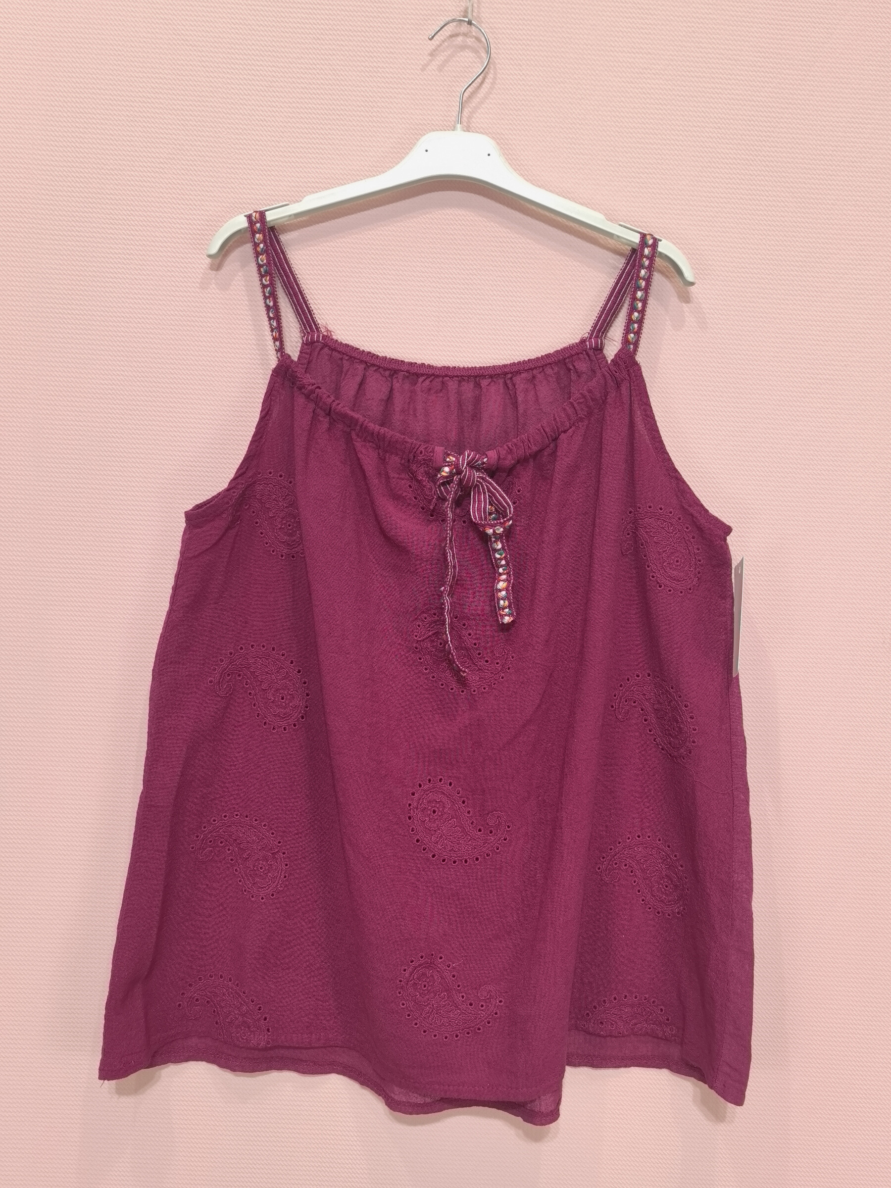 Wholesaler New Sunshine - Top with embroidered cashmere patterned straps