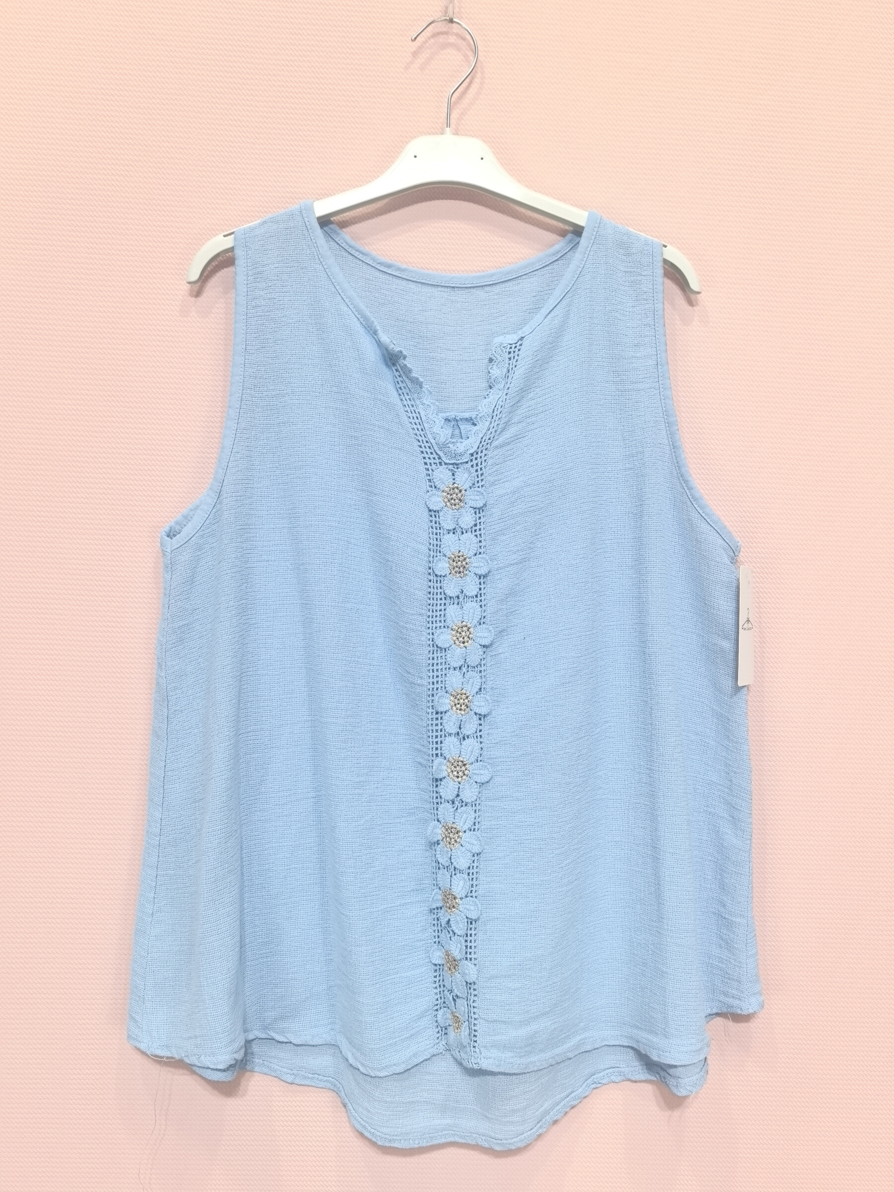Grossista New Sunshine - Top con dettagli in pizzo floreale