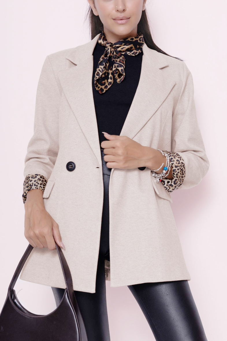 Wholesaler New Sunshine - Coat with two buttons leopard lining