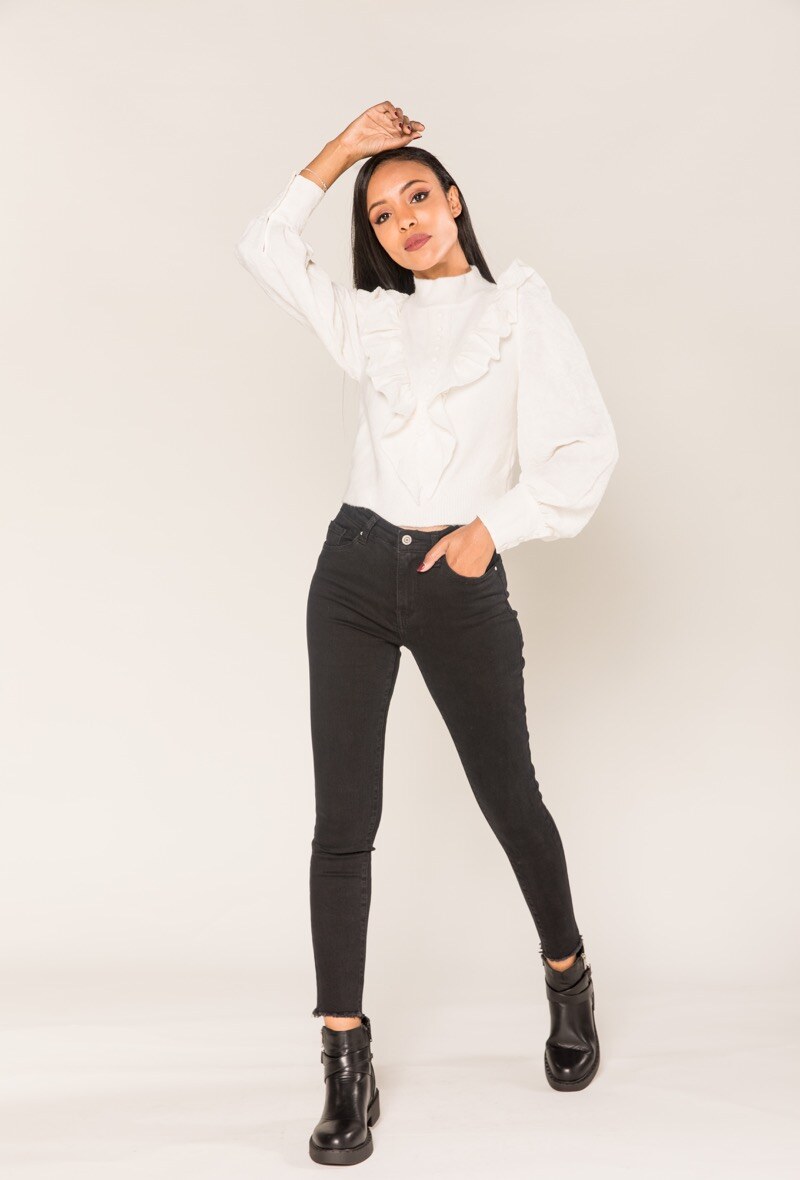 Großhändler Nina Carter - Röhrenjeans mit zerrissenen Knöcheln