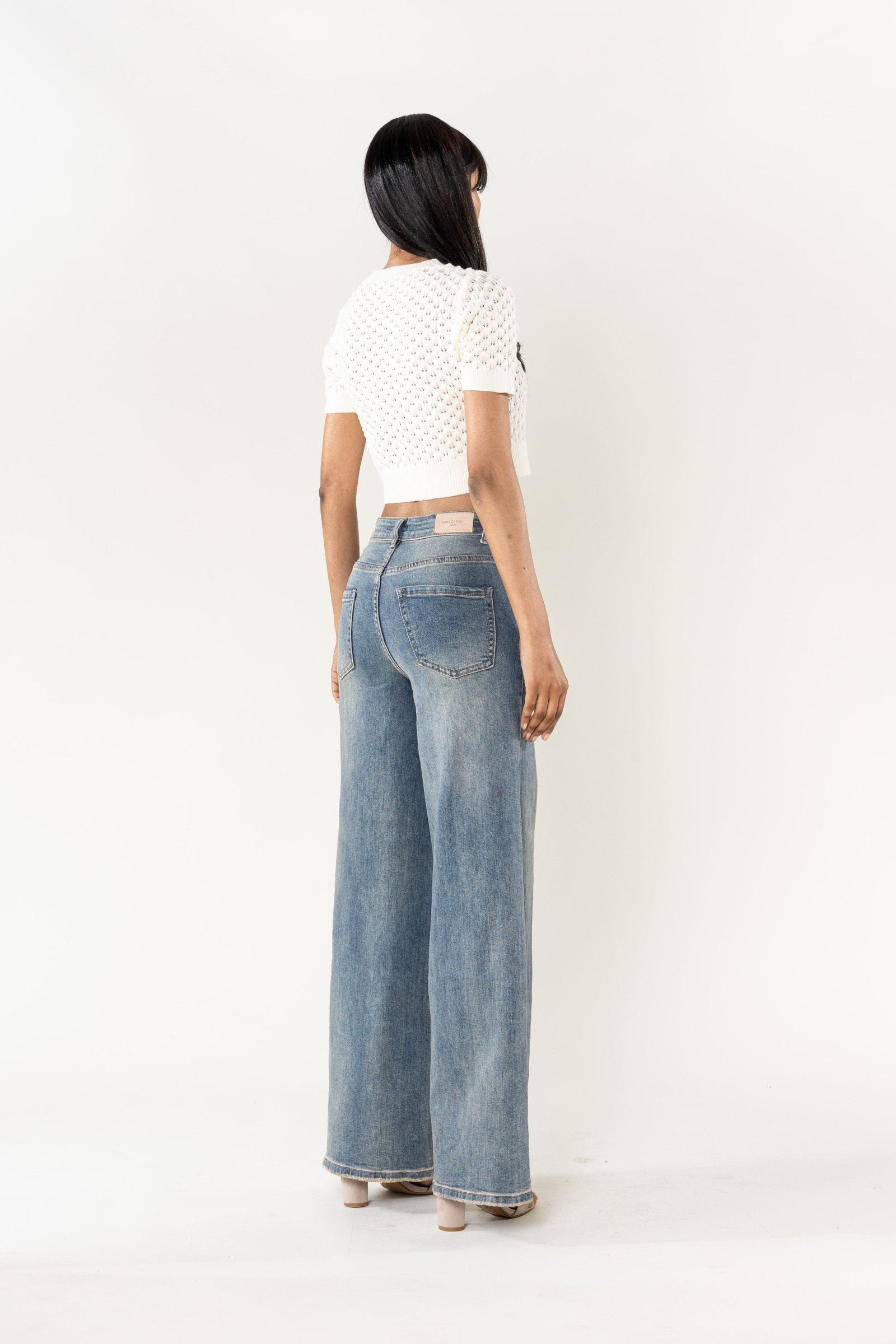 Nina Carter Jean Boyfriend Femme Taille Haute - Aspect Usé Délavé Confortable