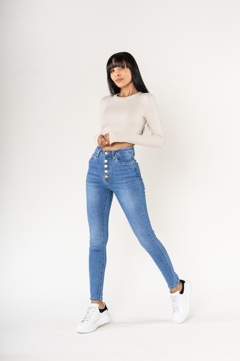 Grossista Nina Carter - Jeans slim con 5 bottoni dorati