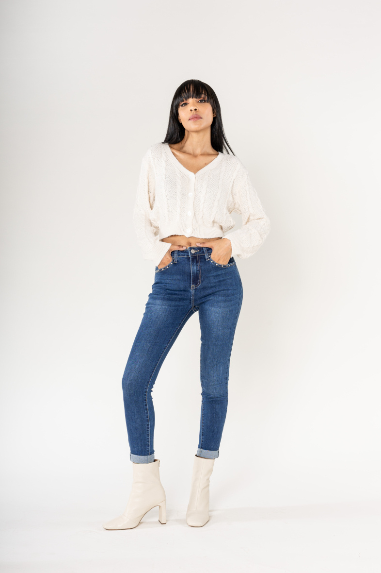 Grossista Nina Carter - Jeans con borchie di taglia grande