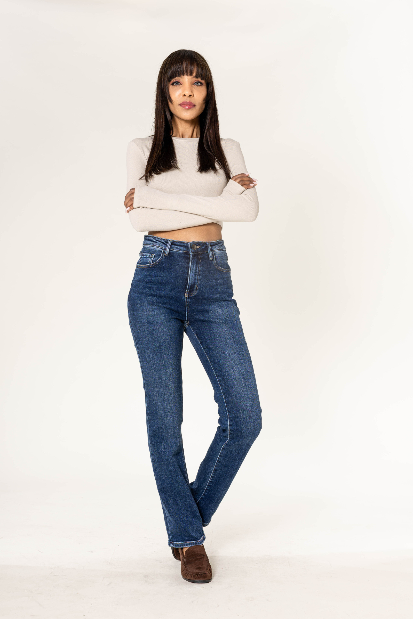 Großhändler Nina Carter - Gerade Regular Jeans mit gestepptem Futter von Nina Carter