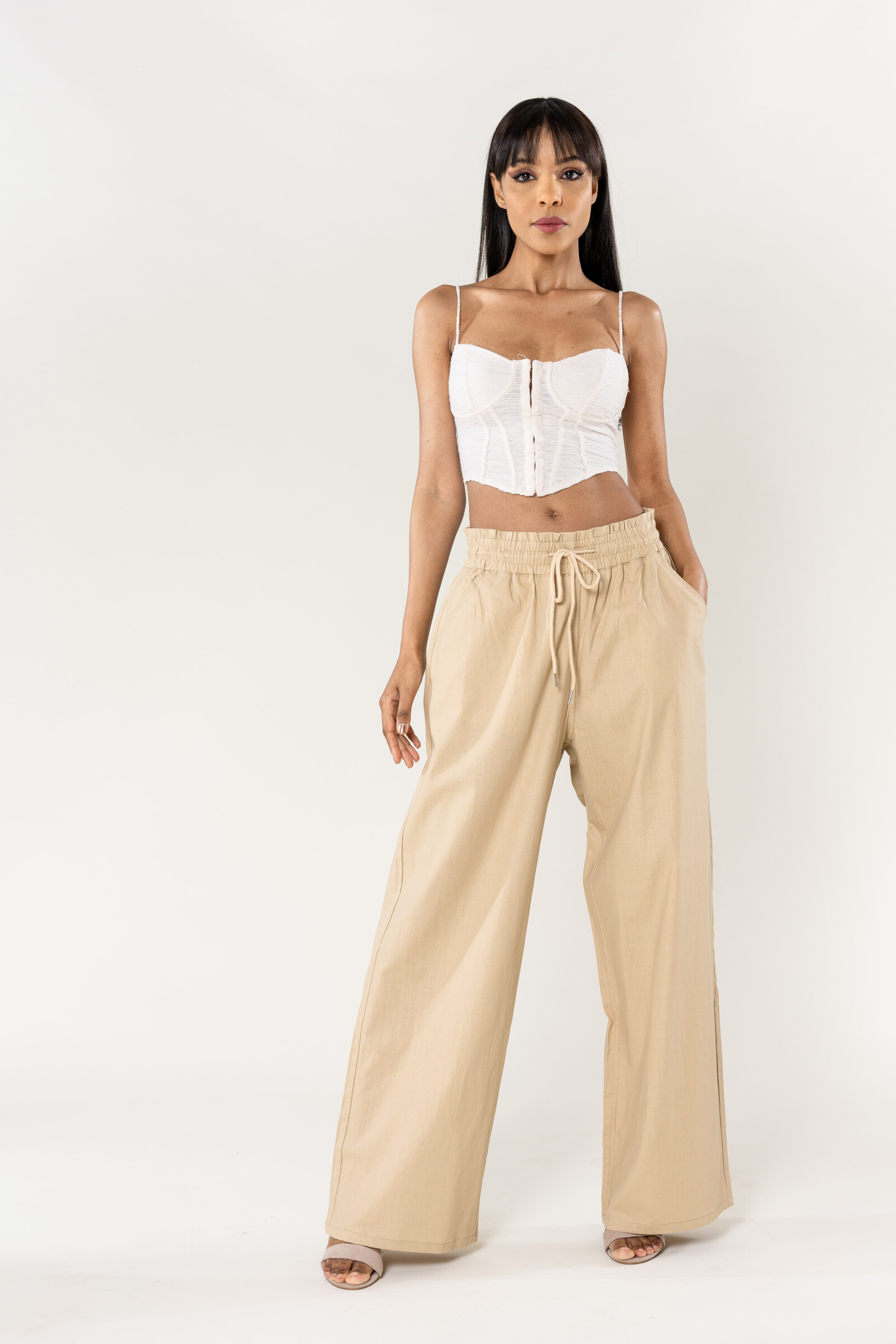 Großhändler Nina Carter - Weite Hose im Leinen-Stil