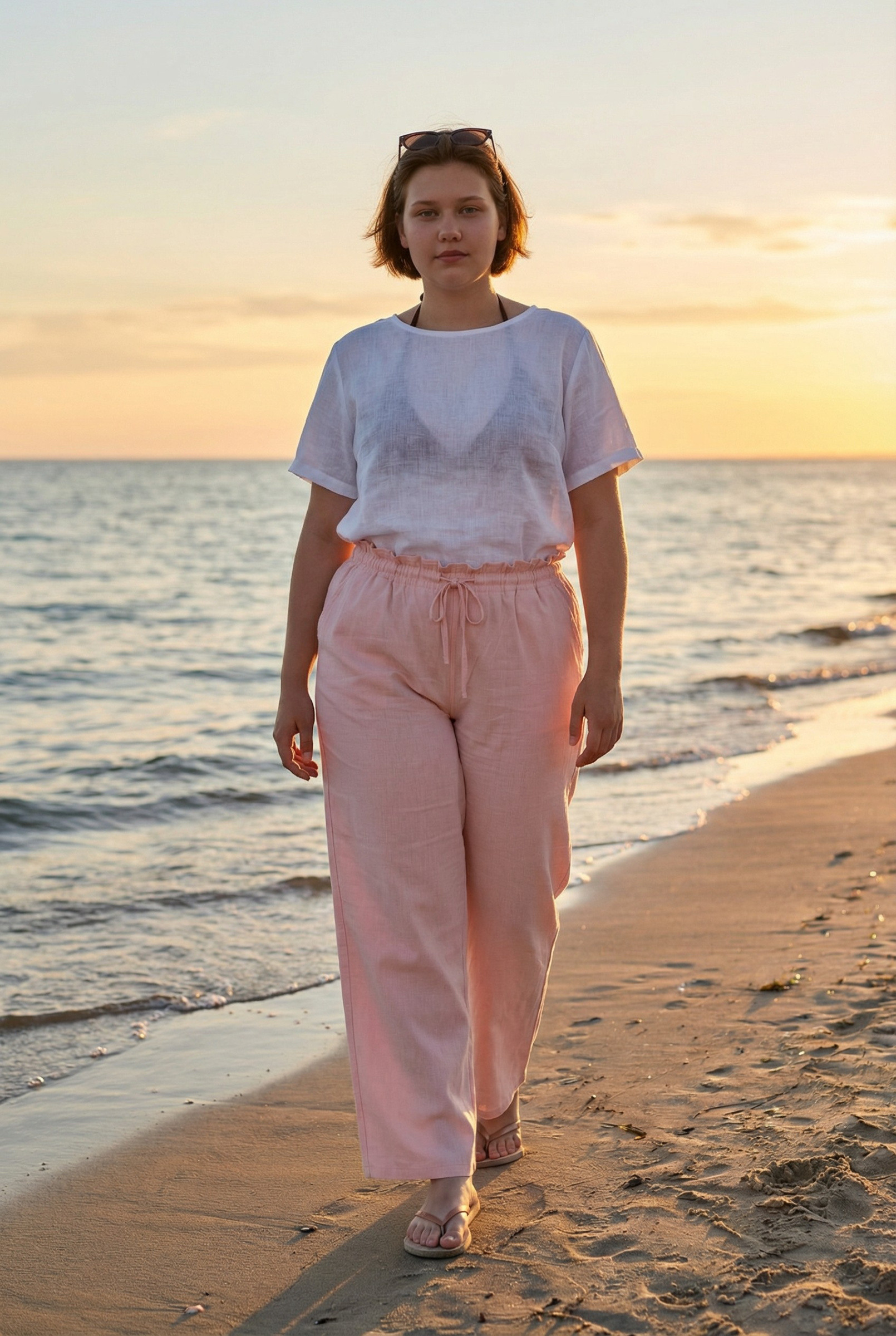 Mayorista Nina Carter - Pantalón talla grande estilo lino elástico A002