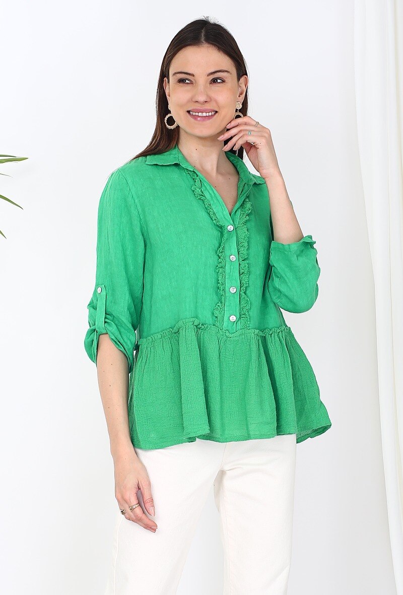 Großhändler Noéline - Cotton and linen blouse, One Size (S-XL)