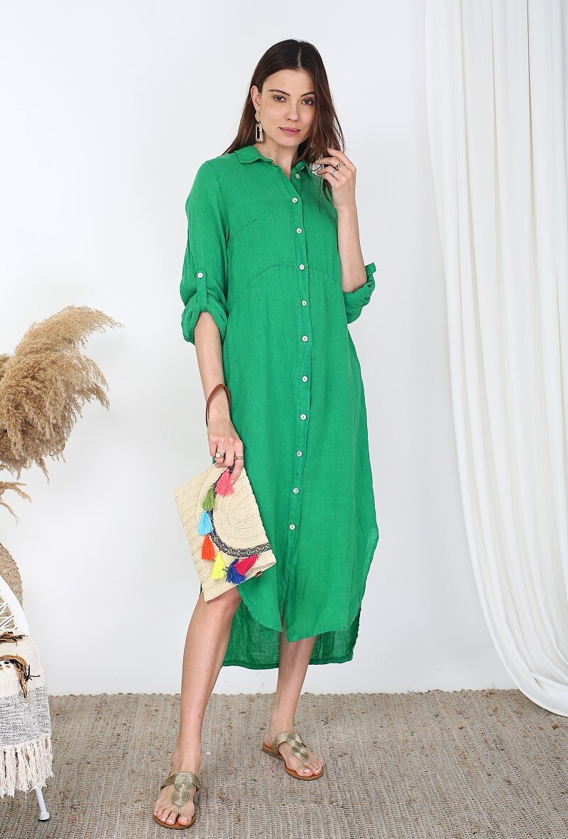 Grossiste Noéline - Robe chemise en lin, TU (S-XXL)