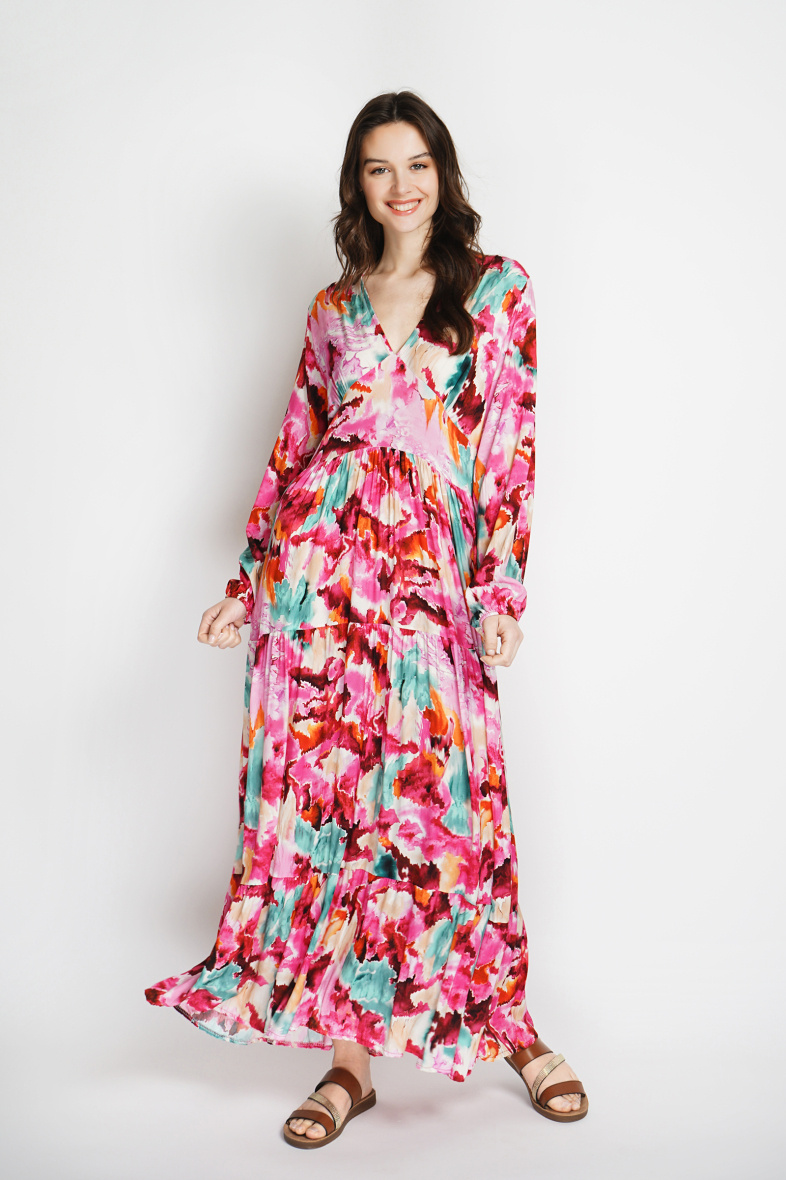 Großhändler Noéline - Langes bedrucktes Kleid