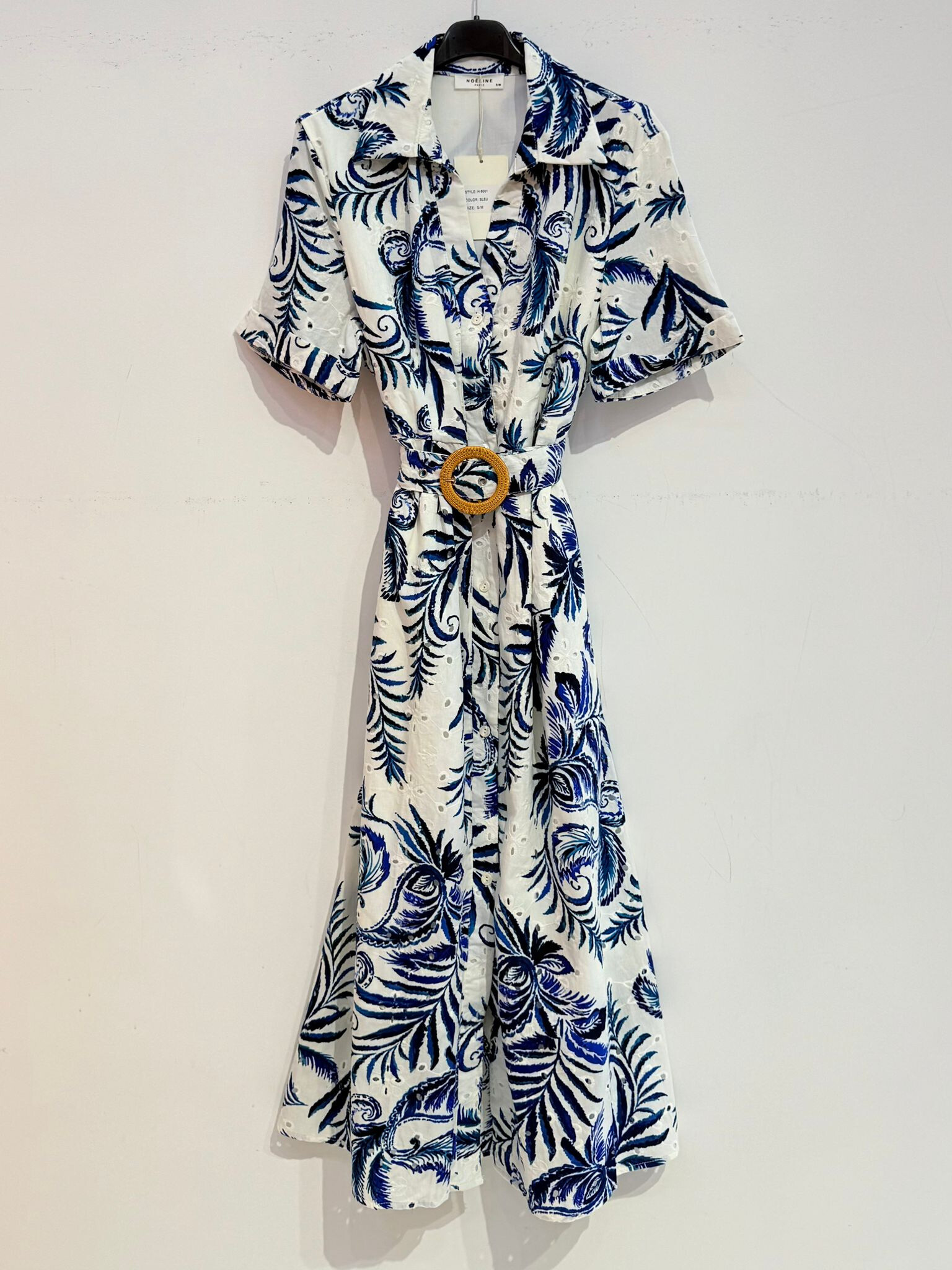 Wholesaler Noéline - Dress in English embroidery with belt