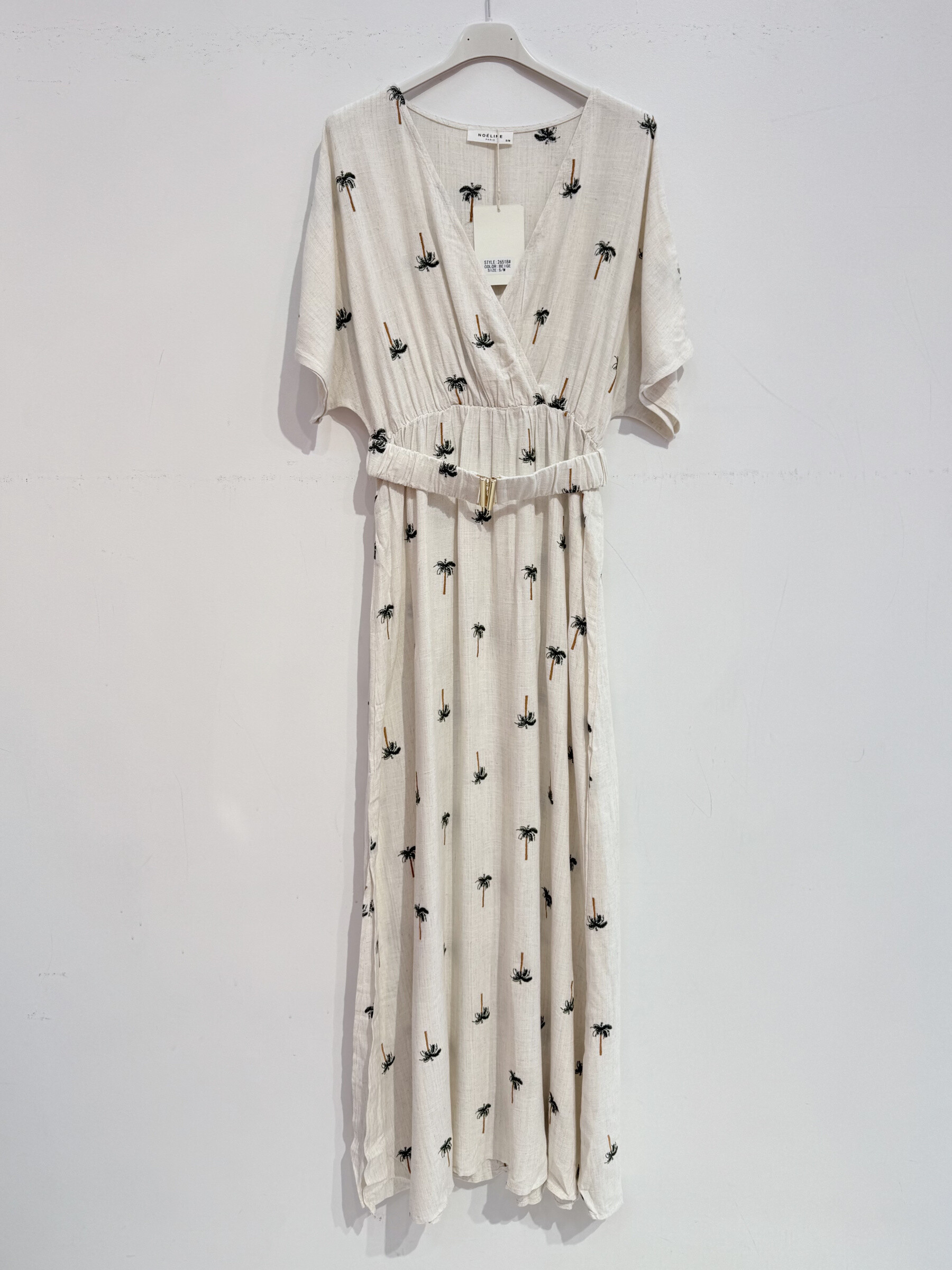 Großhändler Noéline - Baumwoll "Palm" gesticktes Kleid