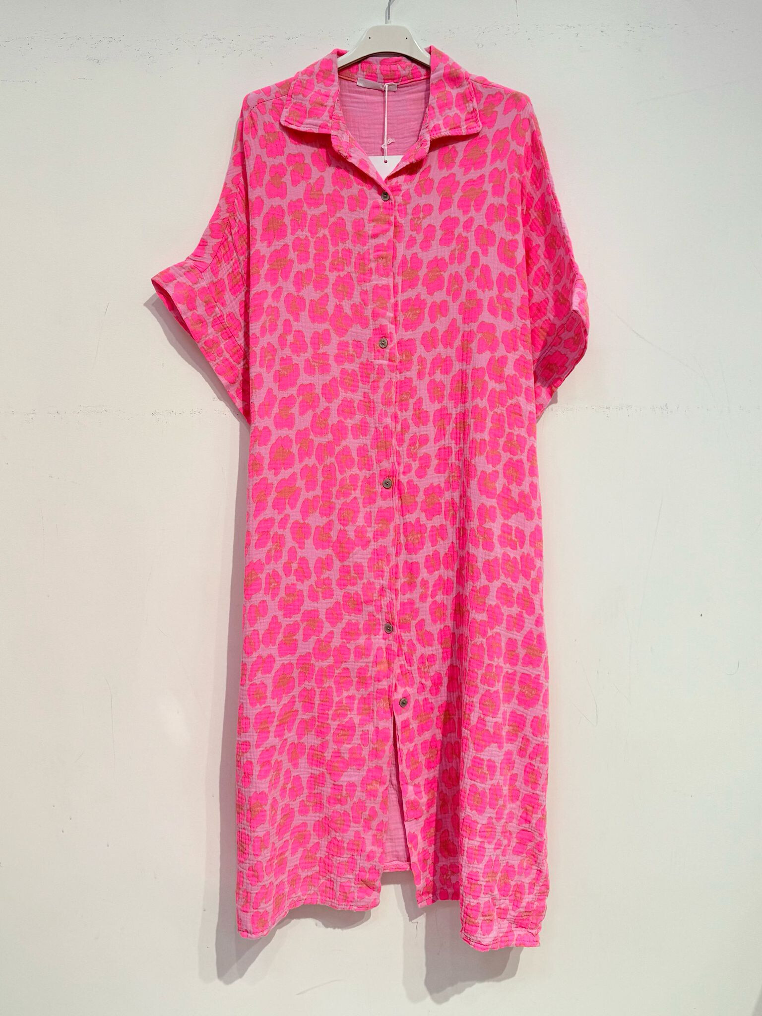 Grossiste Noéline - Robe chemise imprimée en gaze de coton