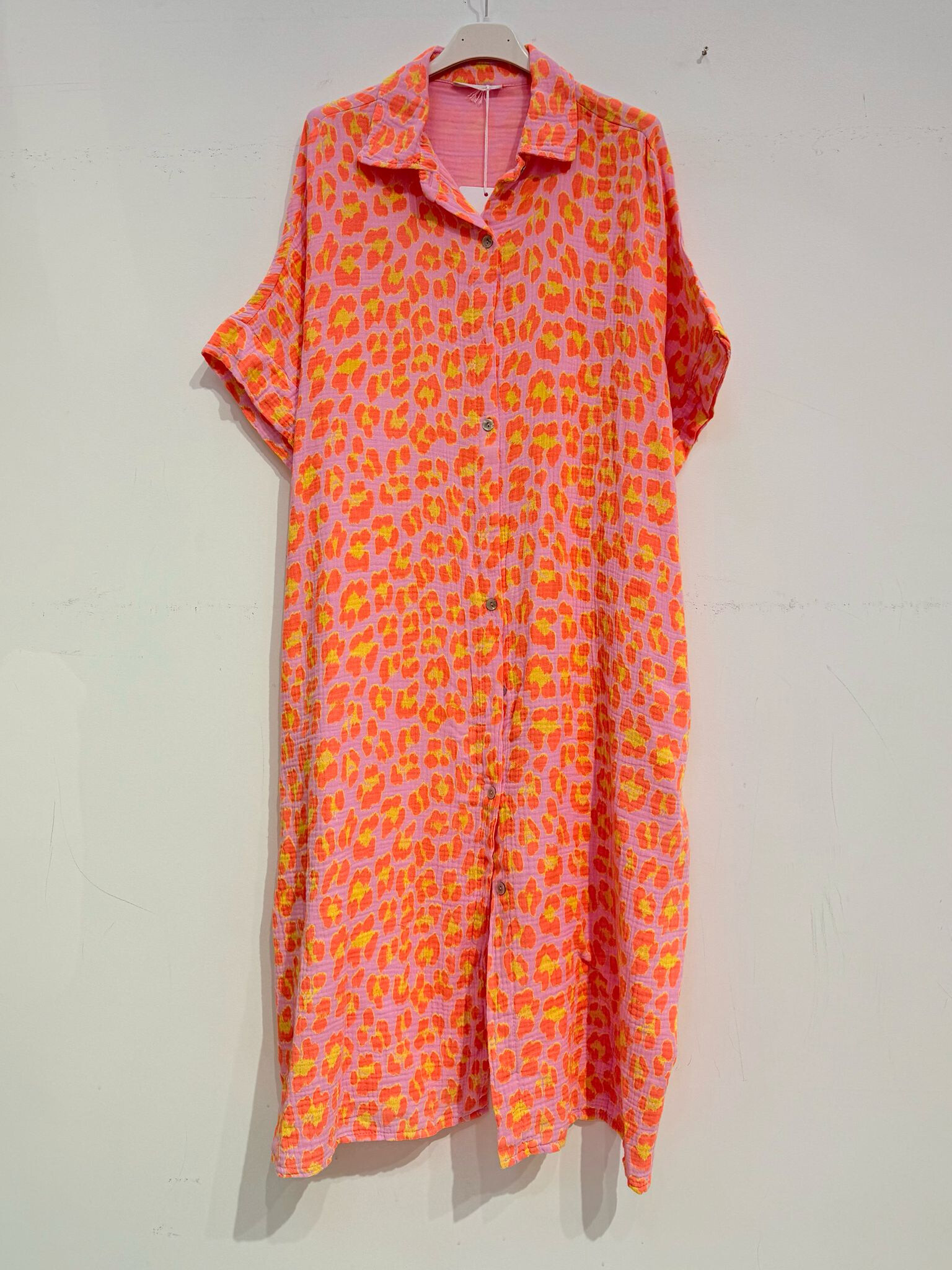 Grossiste Noéline - Robe chemise imprimée en gaze de coton