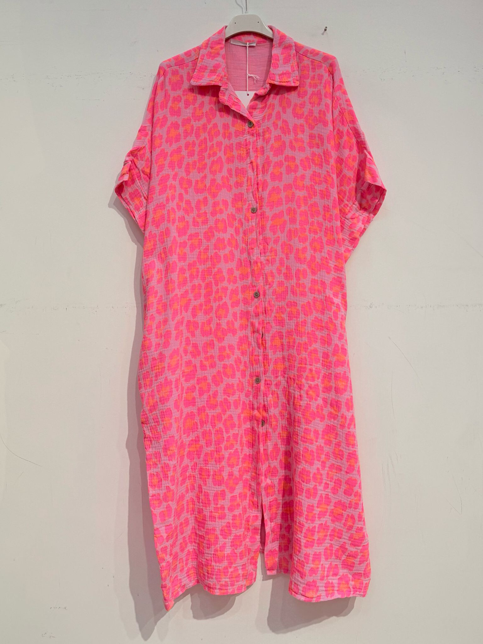 Grossiste Noéline - Robe chemise imprimée en gaze de coton