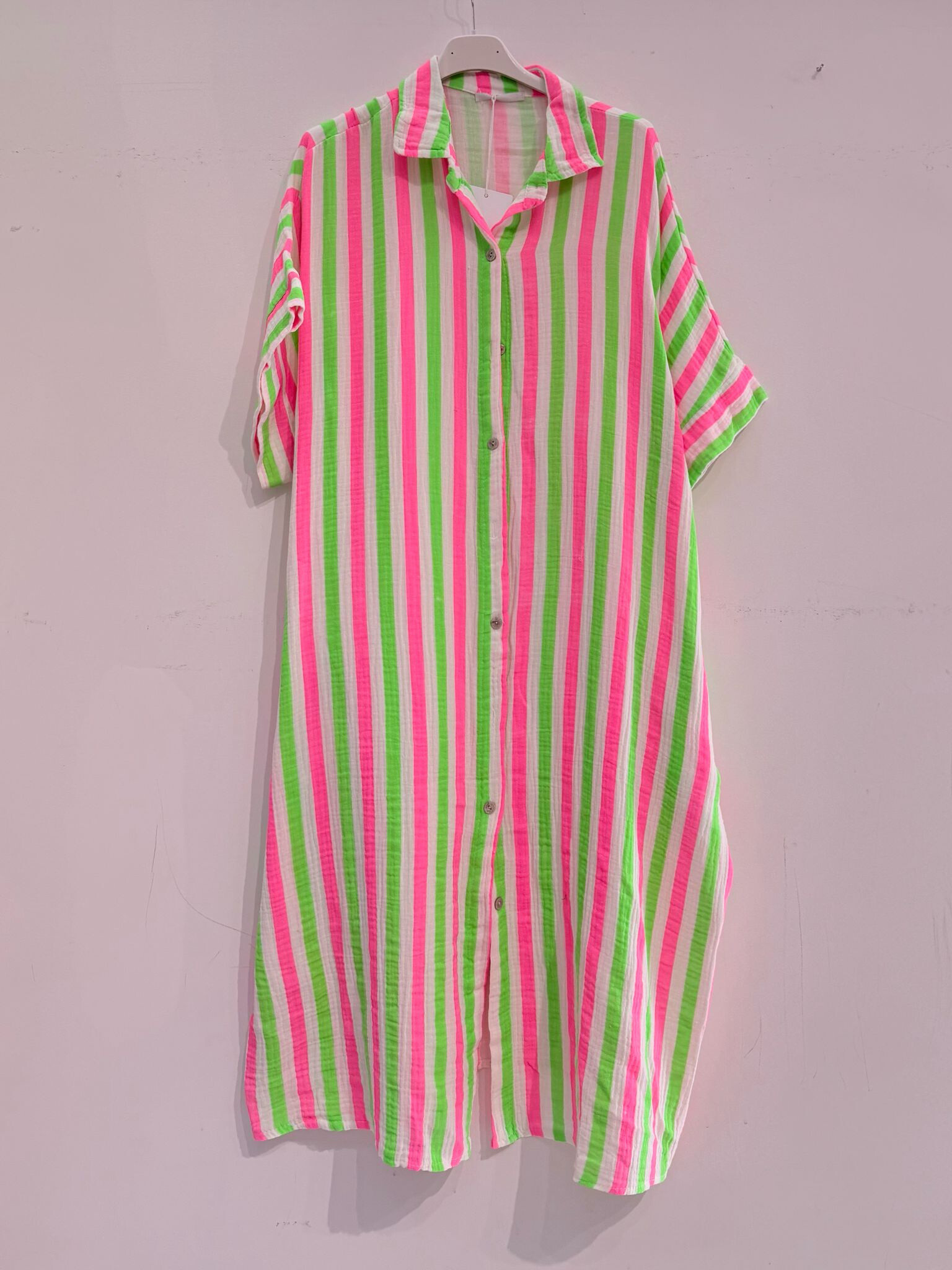 Grossiste Noéline - Robe chemise imprimée en gaze de coton