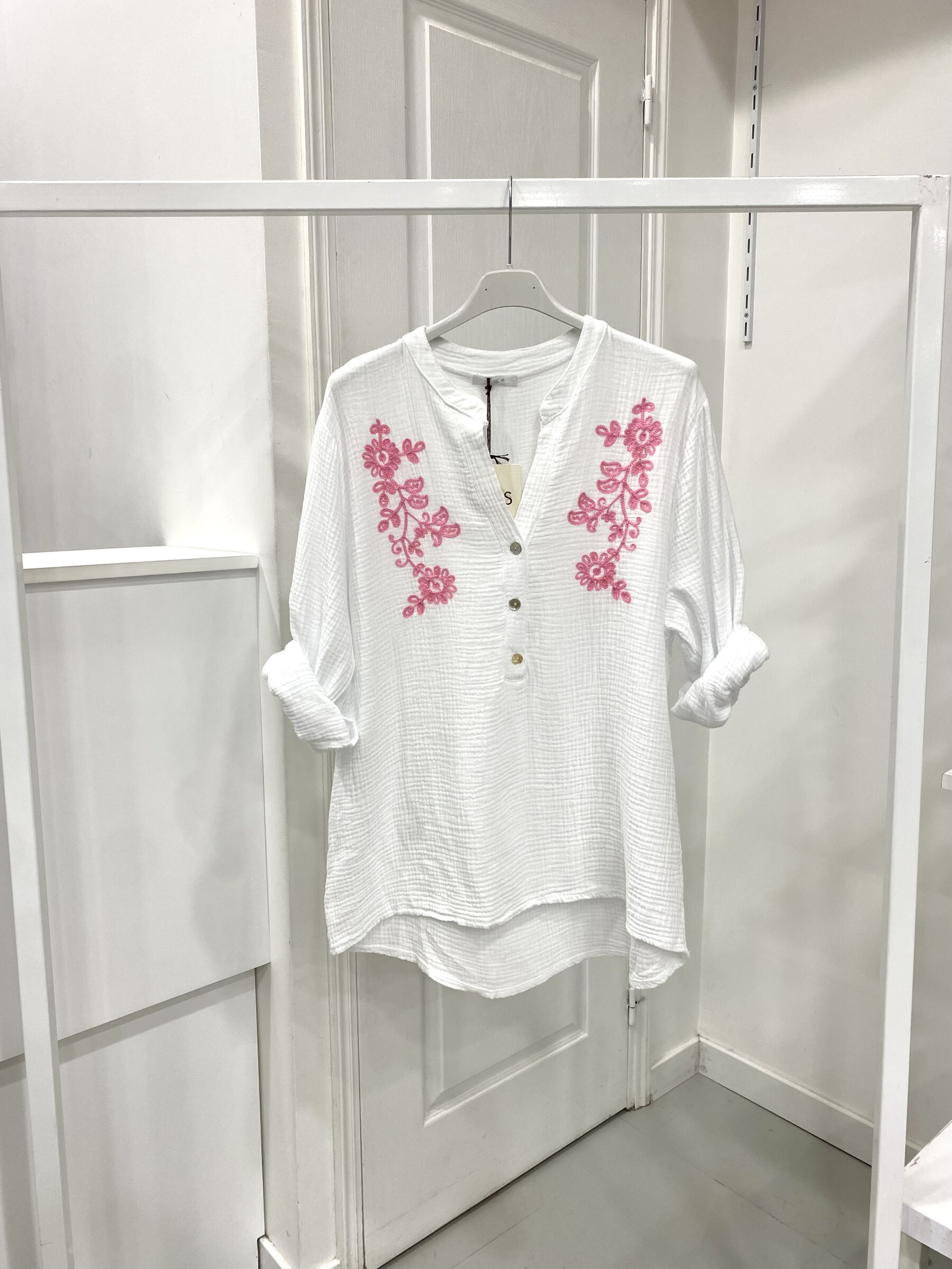 Grossiste NOS - Chemise en gaz coton brodée