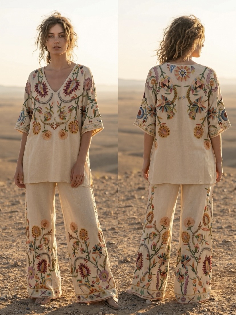 Großhändler NOS - Lurex-Set mit bedrucktem Oberteil und Hose