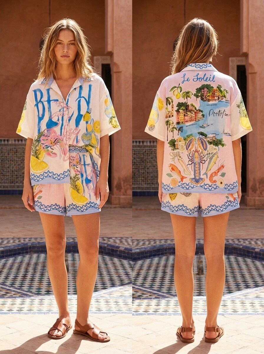 Großhändler NOS - Bedrucktes Hemd- und Shorts-Set