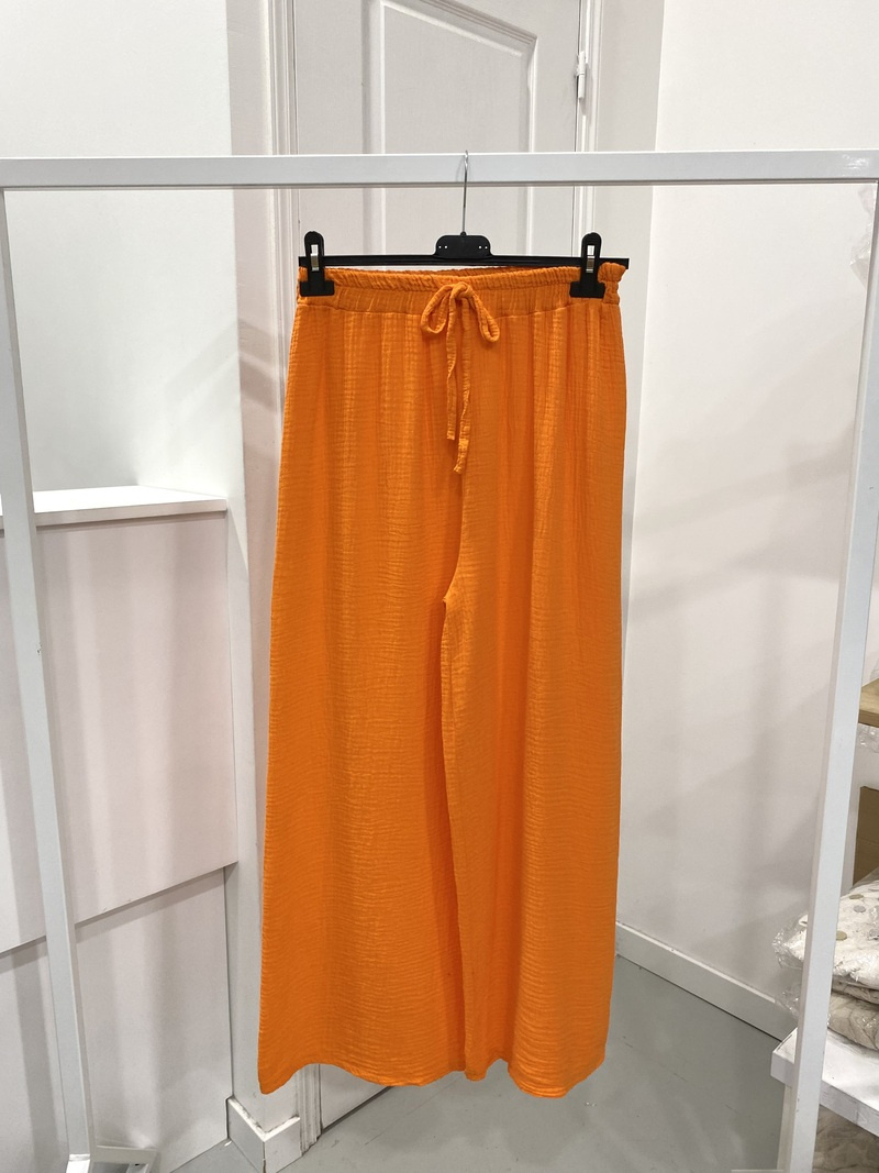 Grossiste NOS - Pantalon uni en gaze de coton