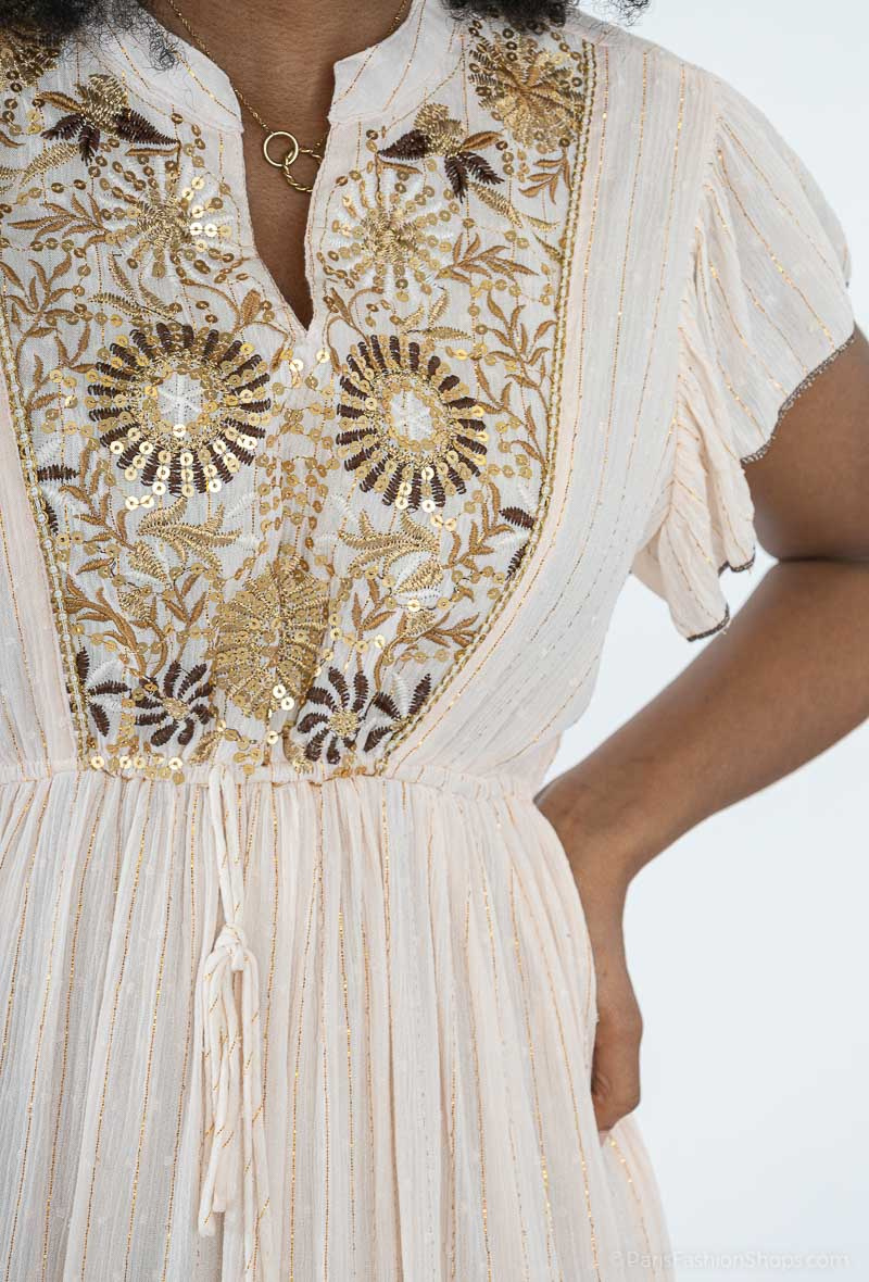dress gold thread embroidery Embroidered fabric, Grey and gold wedding dress fabric, Thread embroidery, Indian fabric, Bridesmaid dress, Luxury fabric, Gold fabric