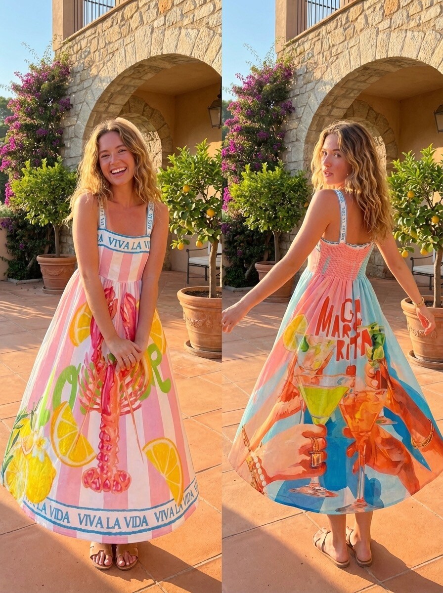 Mayorista NOS - Vestido de tirantes estampado