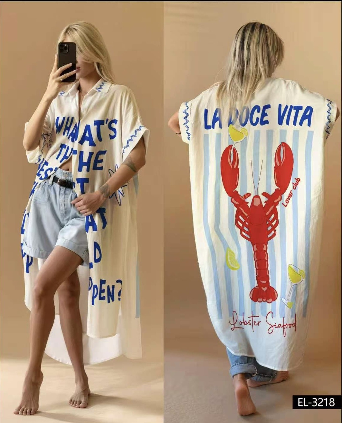 Mayorista NOS - Vestido camisero estampado