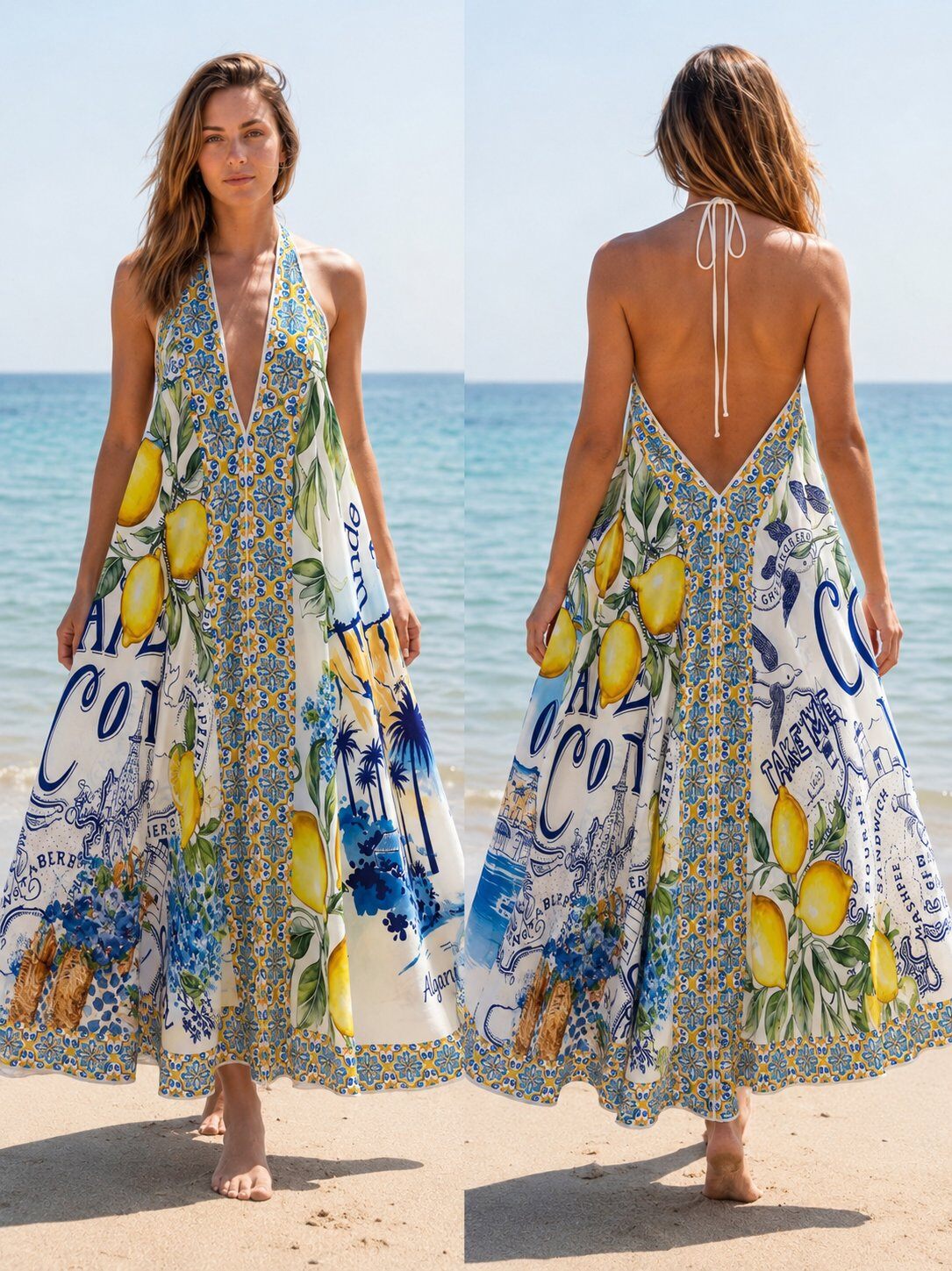 Mayorista NOS - Vestido con espalda descubierta estampado