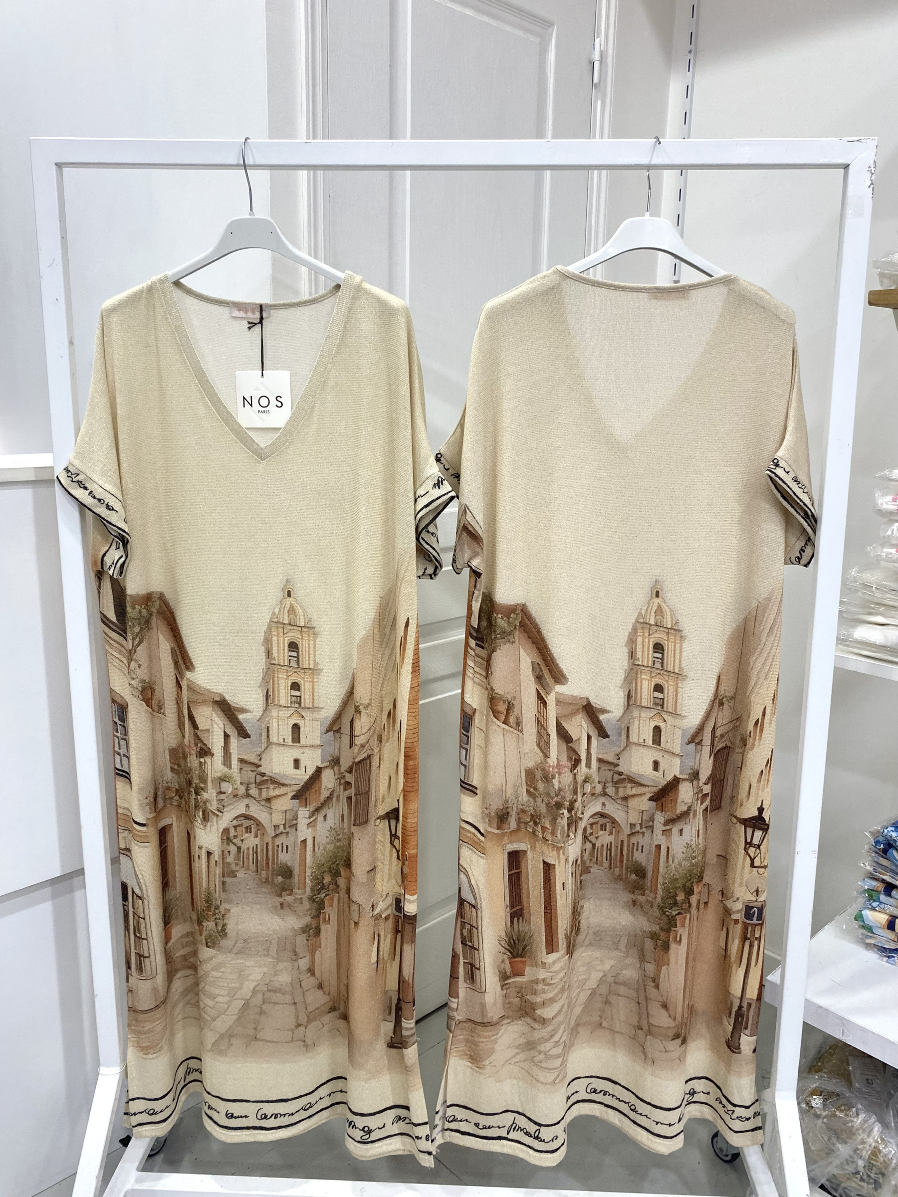 Großhändler NOS - Bedrucktes Lurex-Kleid