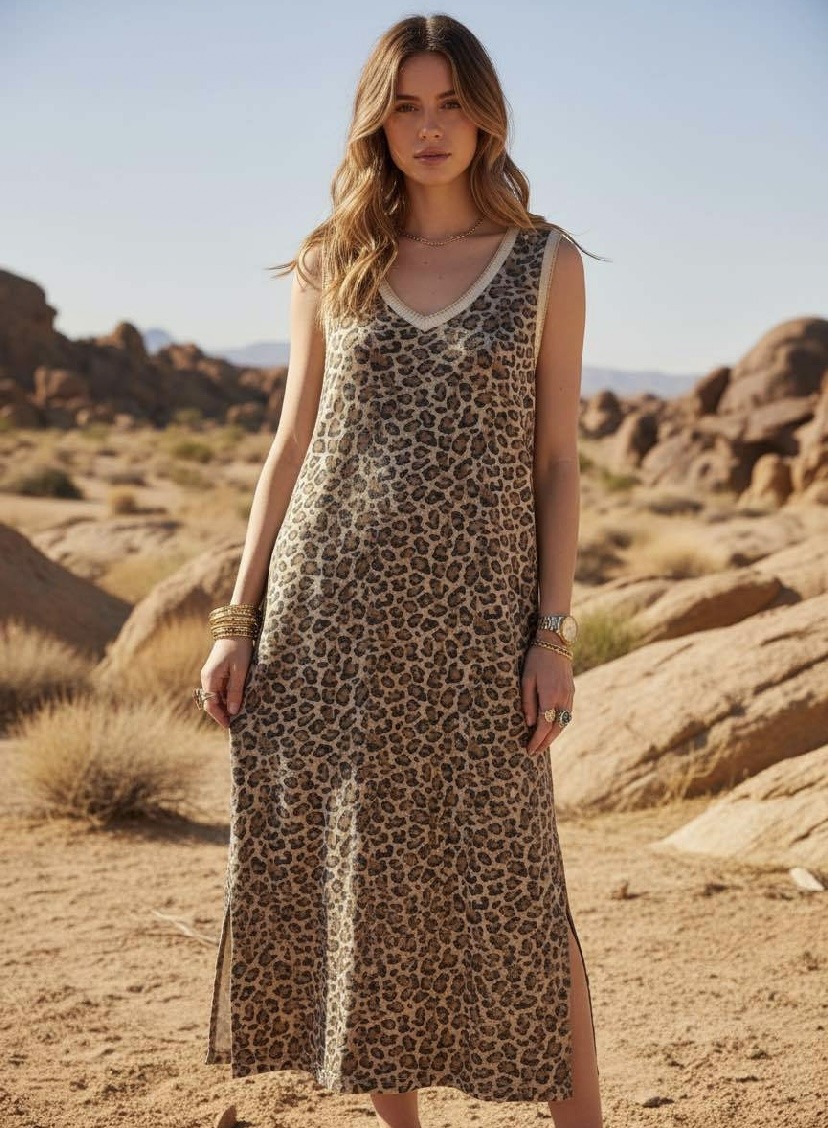 Großhändler NOS - Bedrucktes Lurex-Kleid