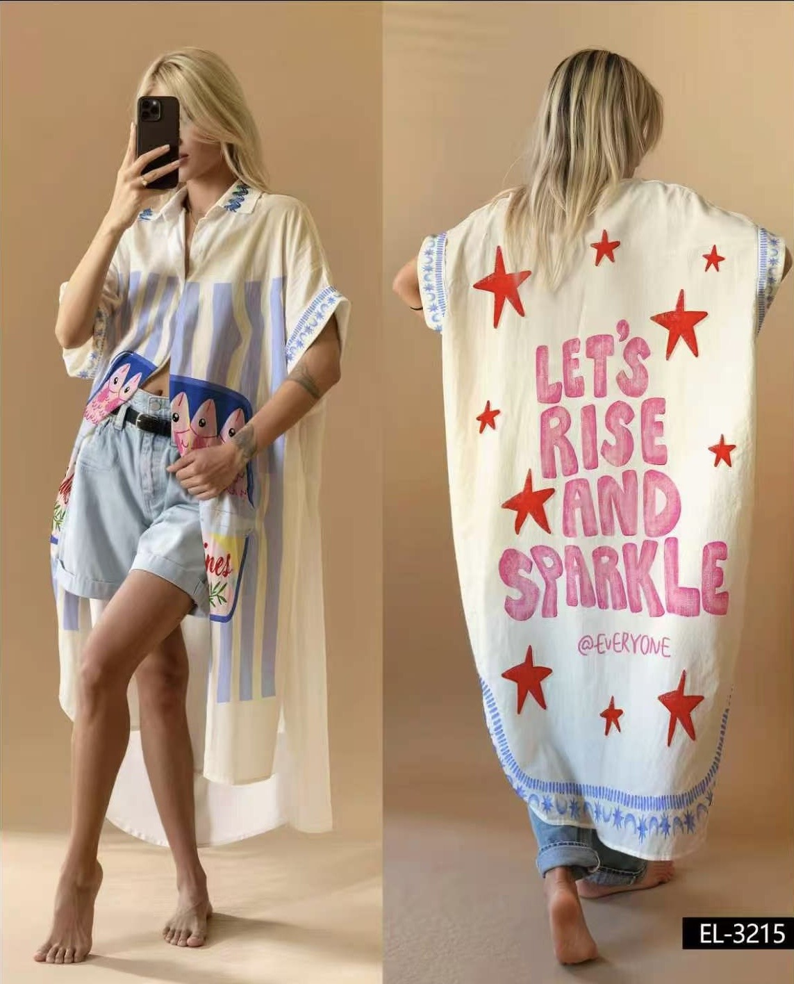 Mayorista NOS - Vestido camisero estampado