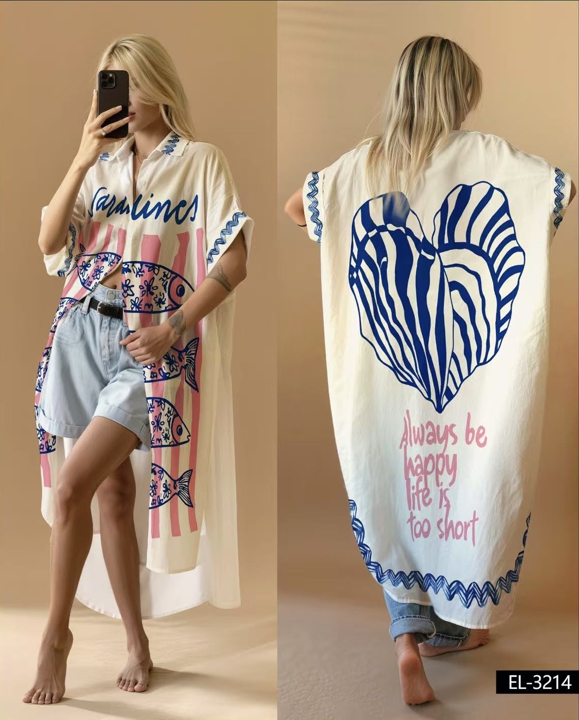Mayorista NOS - Vestido camisero estampado