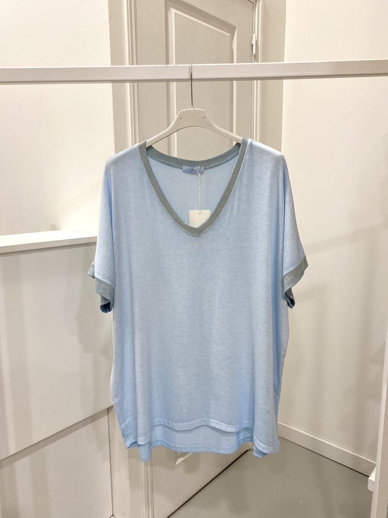 Wholesaler NOS - Plain v-neck lurex T-shirt