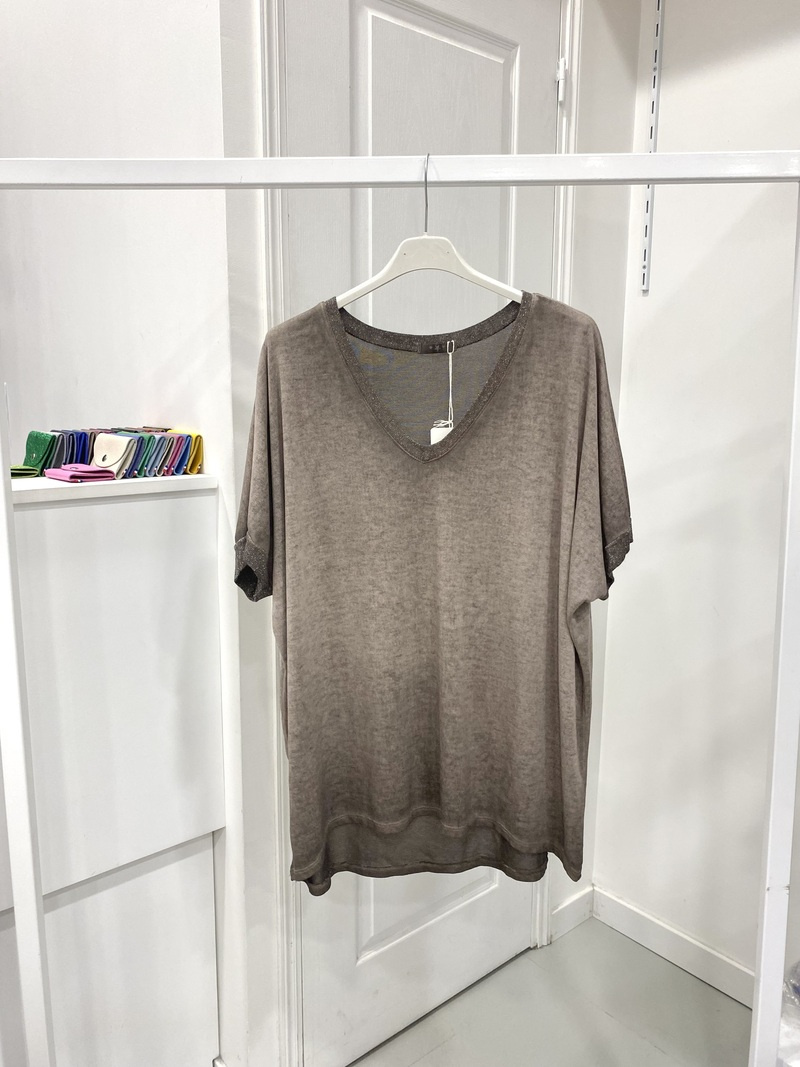 Grossista NOS - Maglietta liscia in lurex con scollo a V