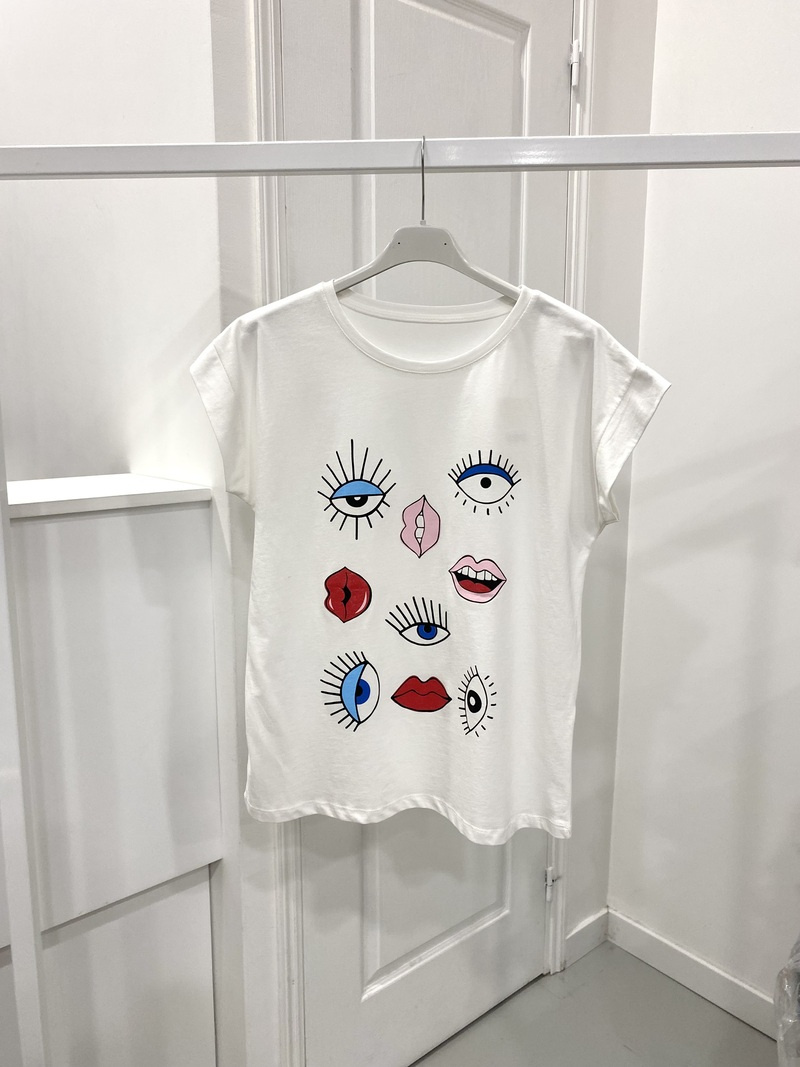 Wholesaler NOS - White T-shirt with eye pattern