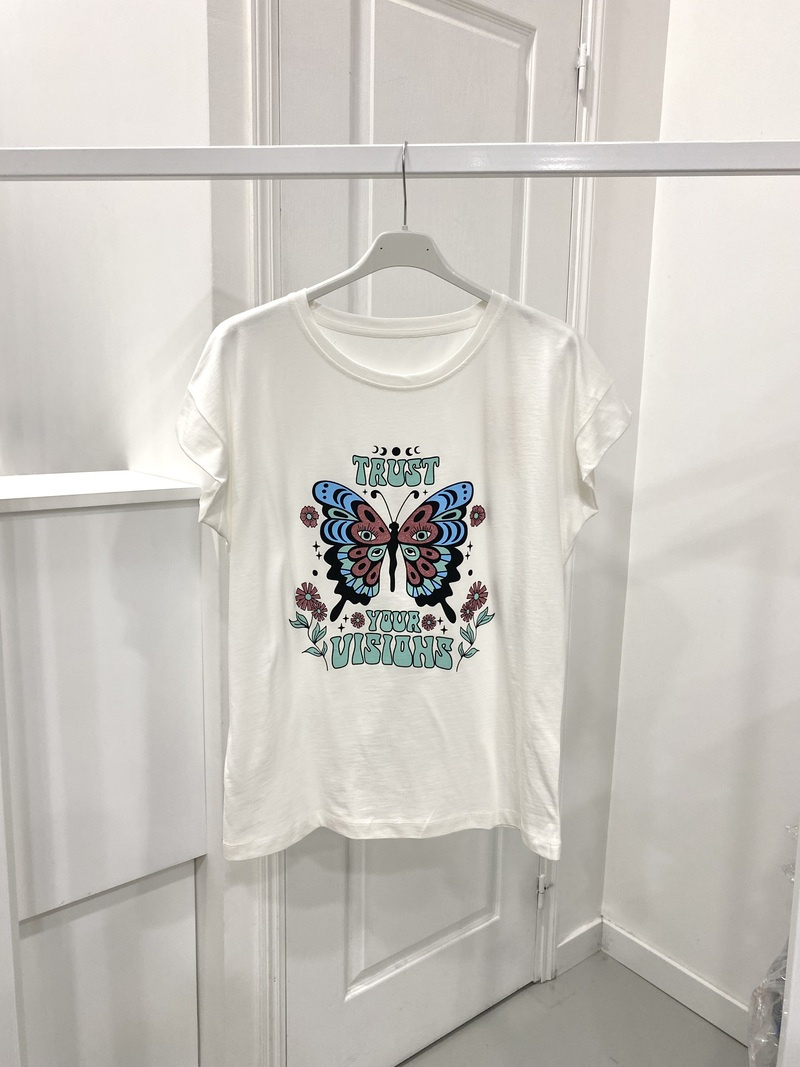 Wholesaler NOS - White T-shirt with butterfly pattern