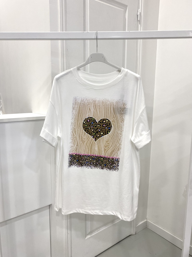 Mayorista NOS - Camiseta corazón leopardo